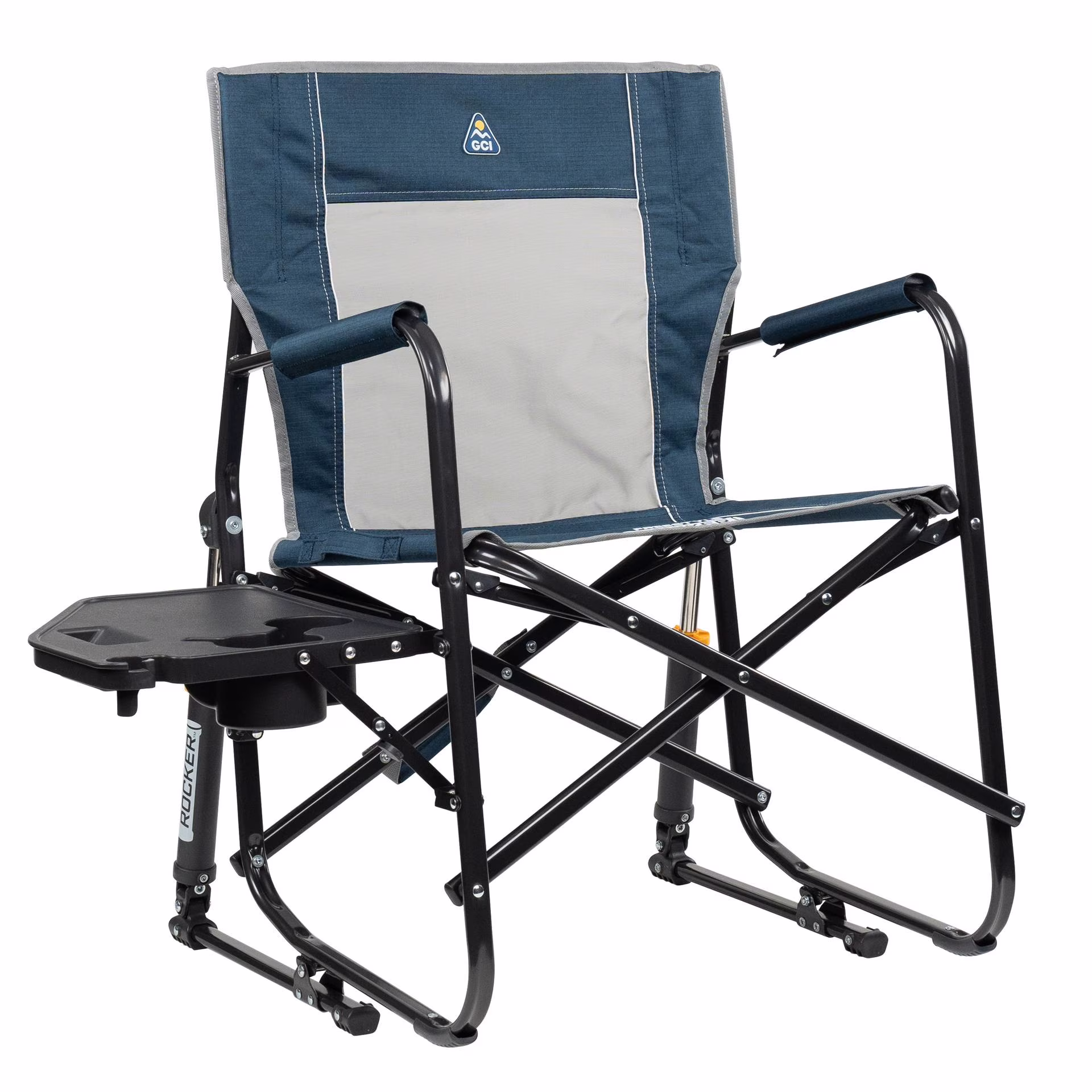 Freestyle Rocker with Side Table Foldable Rocking Camp Chair, Heathered Pewter(Heathered Pewter) - Image 3