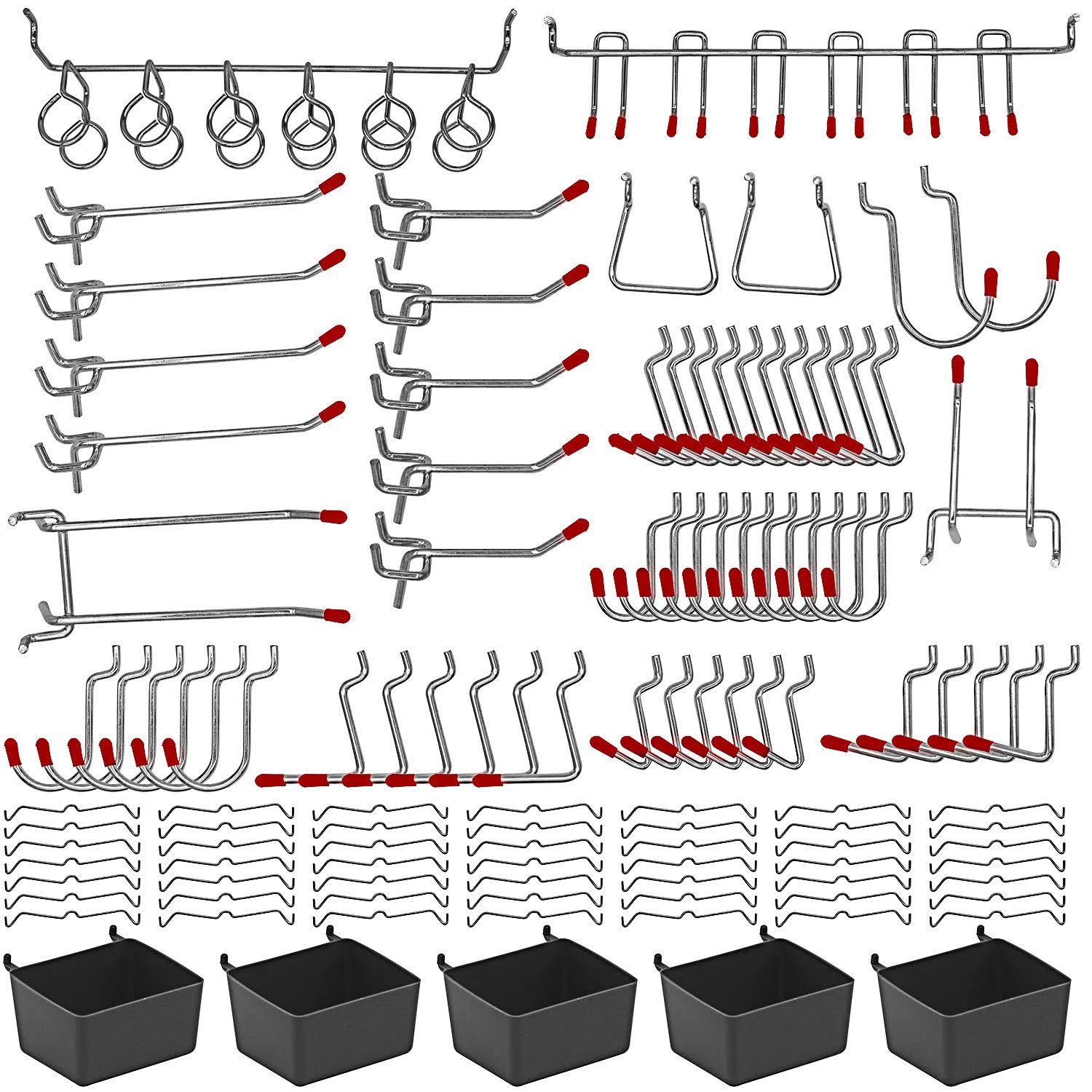 Navseek 114 Pcs Pegboard Hooks Assortment with Metal Hooks Sets, Pegboard Bins, Peg Locks for Organizing Storage System Tools