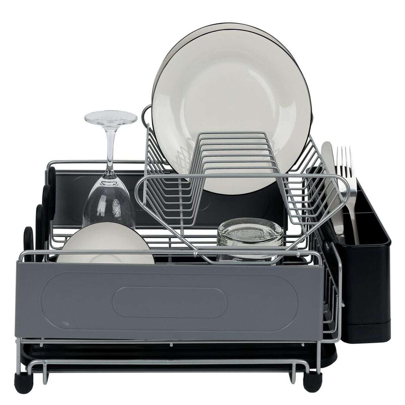 Égouttoir extensible en métal et plastique gris 41,5x30xH23,5cm