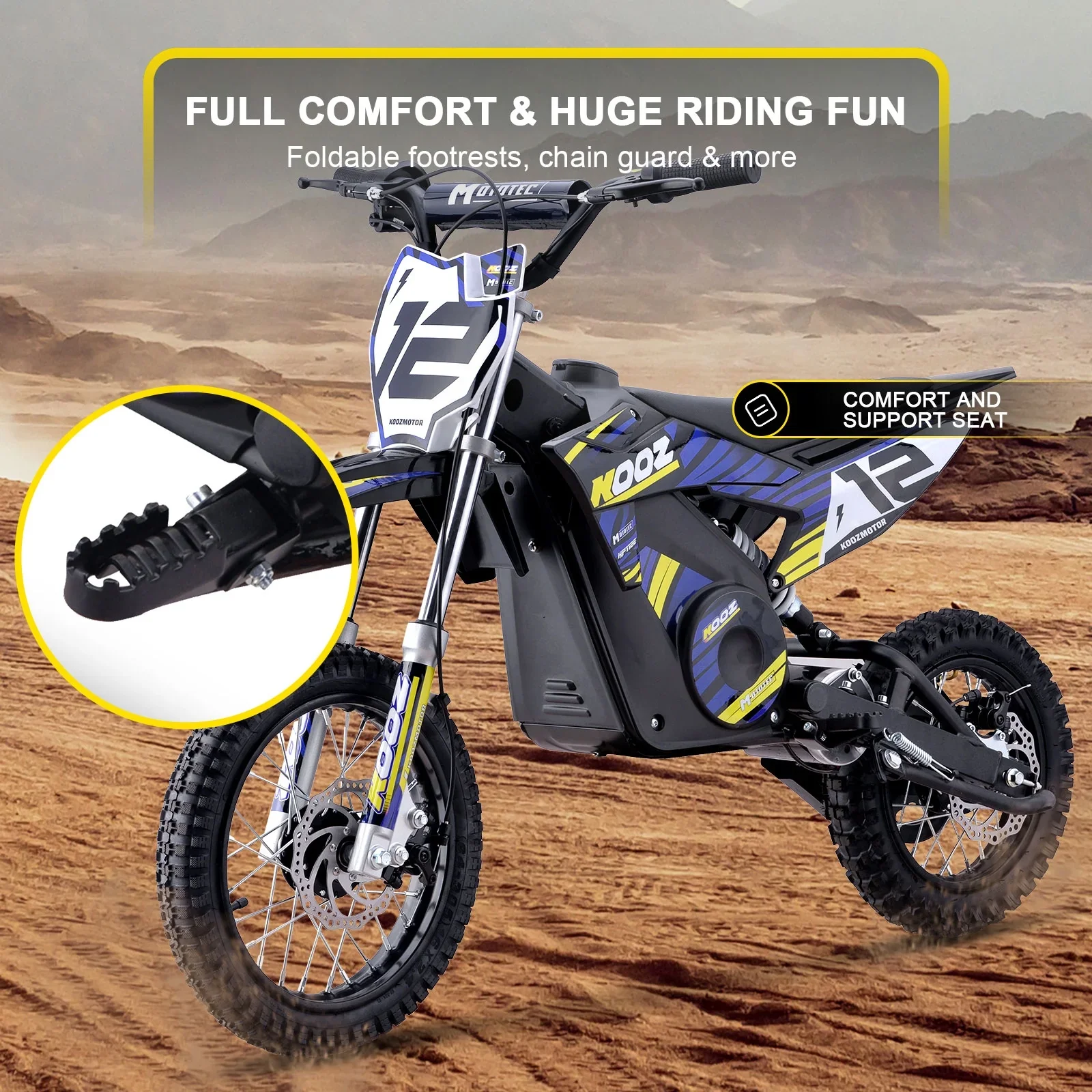 MotoTec 36v 1000w (HP112E) Electric Dirt Bike Blue