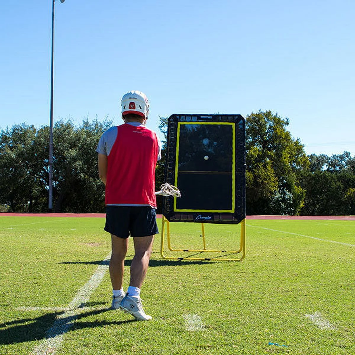 XL Deluxe Lacrosse Target: Ball Return Bounce Back Net Set for Professional, College and Grade School Training Drills 6' x 4' Rebound Area - Image 3
