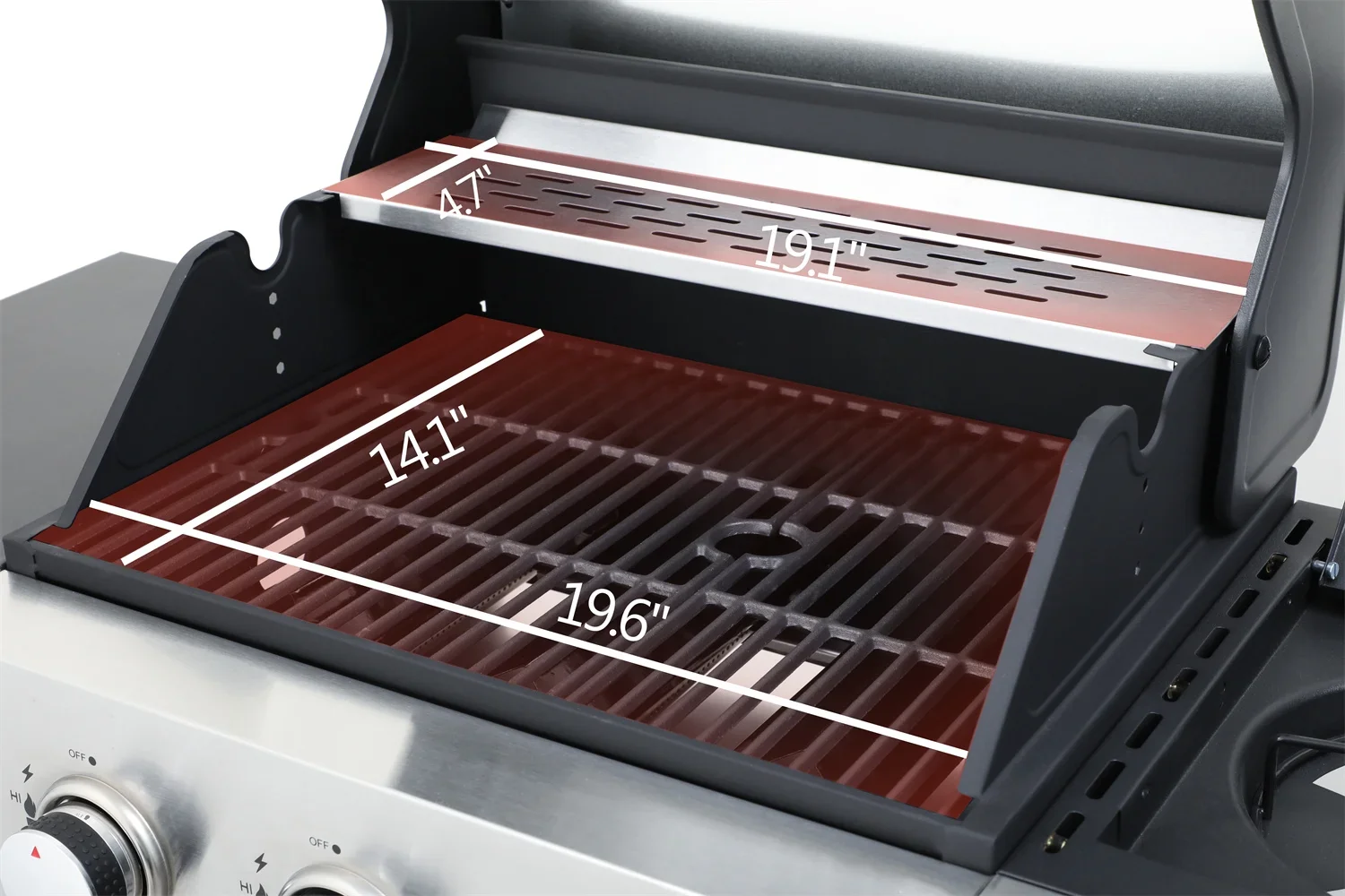 HighSound 3 Burner BBQ Propane Gas Grill, Stainless Steel 25650 BTU Patio Garden Barbecue Grill with Wire Enamel Cooking Grids & Foldable Shelves, Black