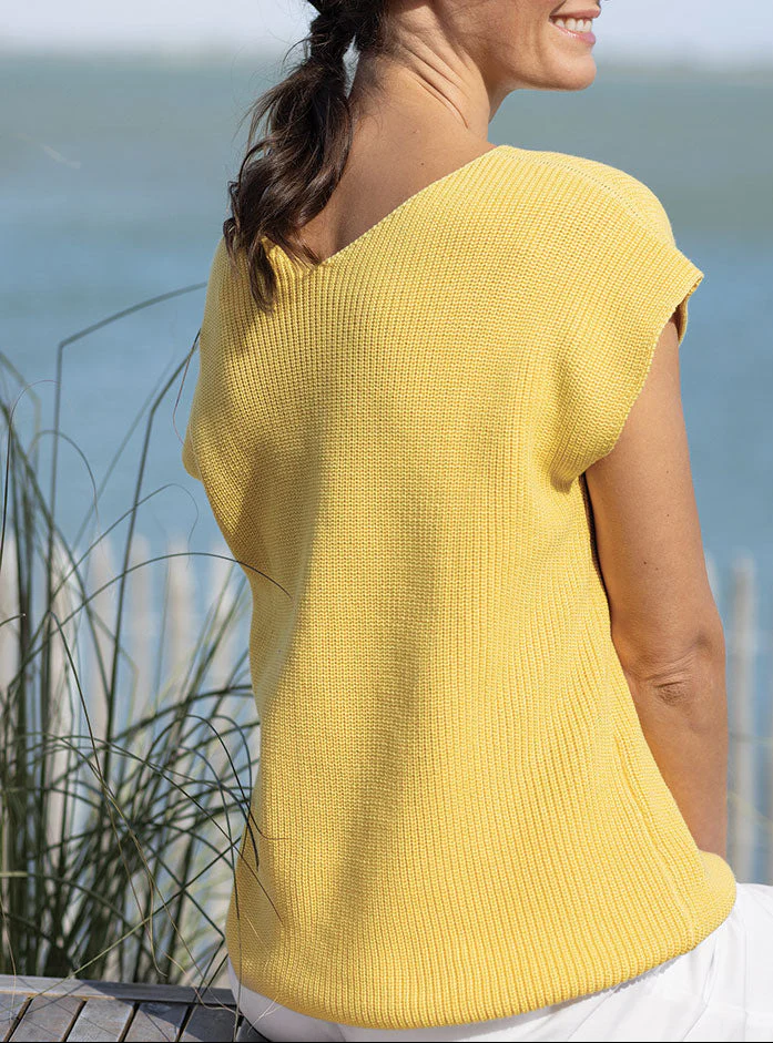 Pull sans manches femme jaune