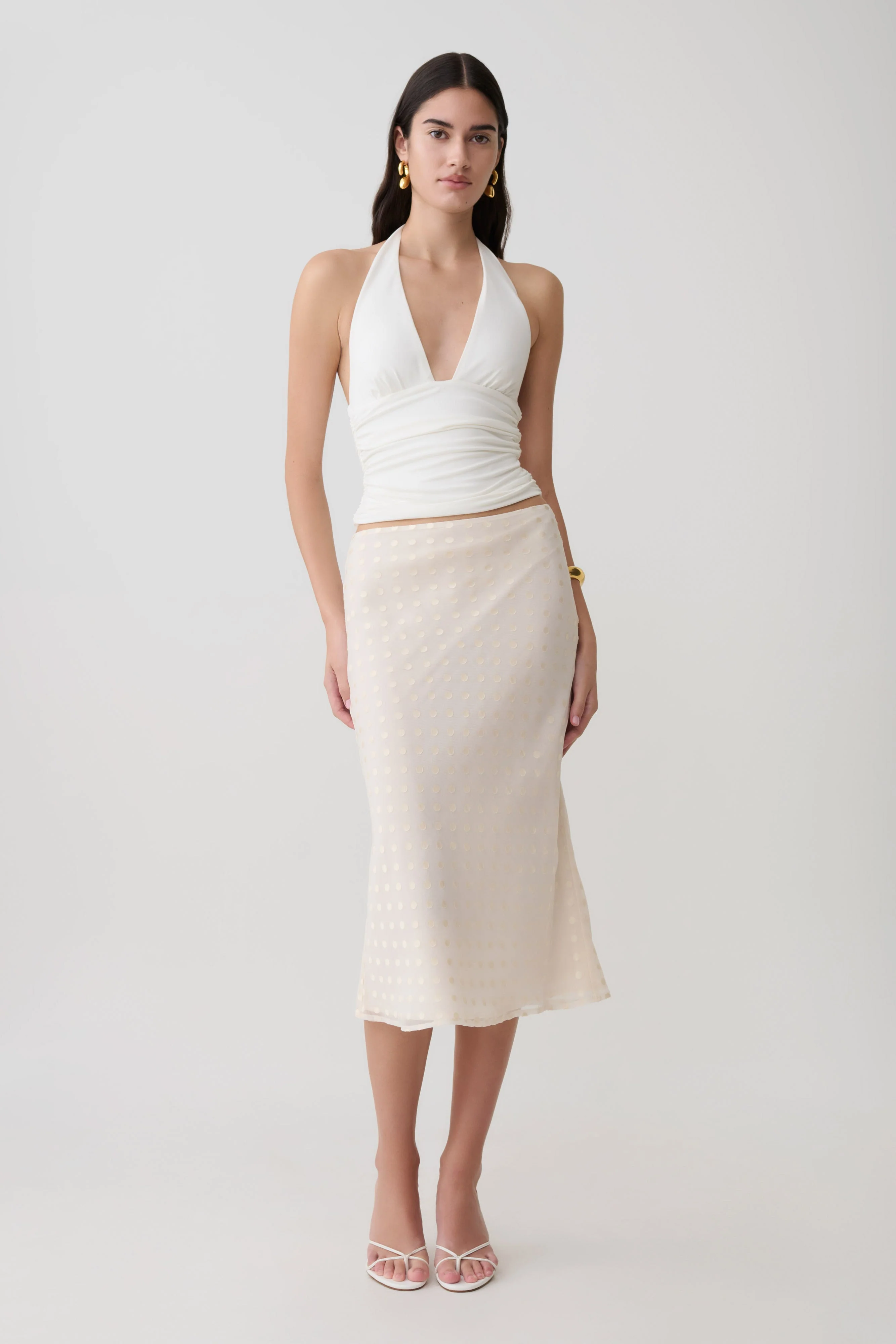 Lilah Devore Midi Skirt - Ivory
