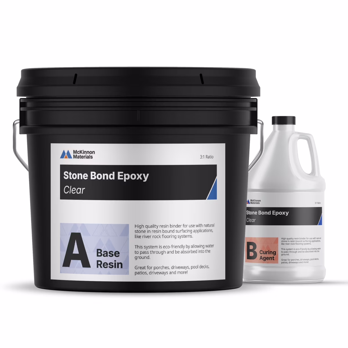 Mckinnon Stone Bond Epoxy, 4 Gallon Kit, Resin Bound Surfacing Epoxy for Gravel & Pebble Stone, Easily Transform Your Driveway, Flooring, Indoor, Outdoor, Patios, Walkways, Stairs