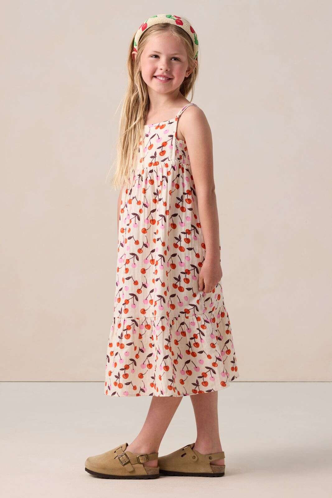 Witte jurk met kersen print