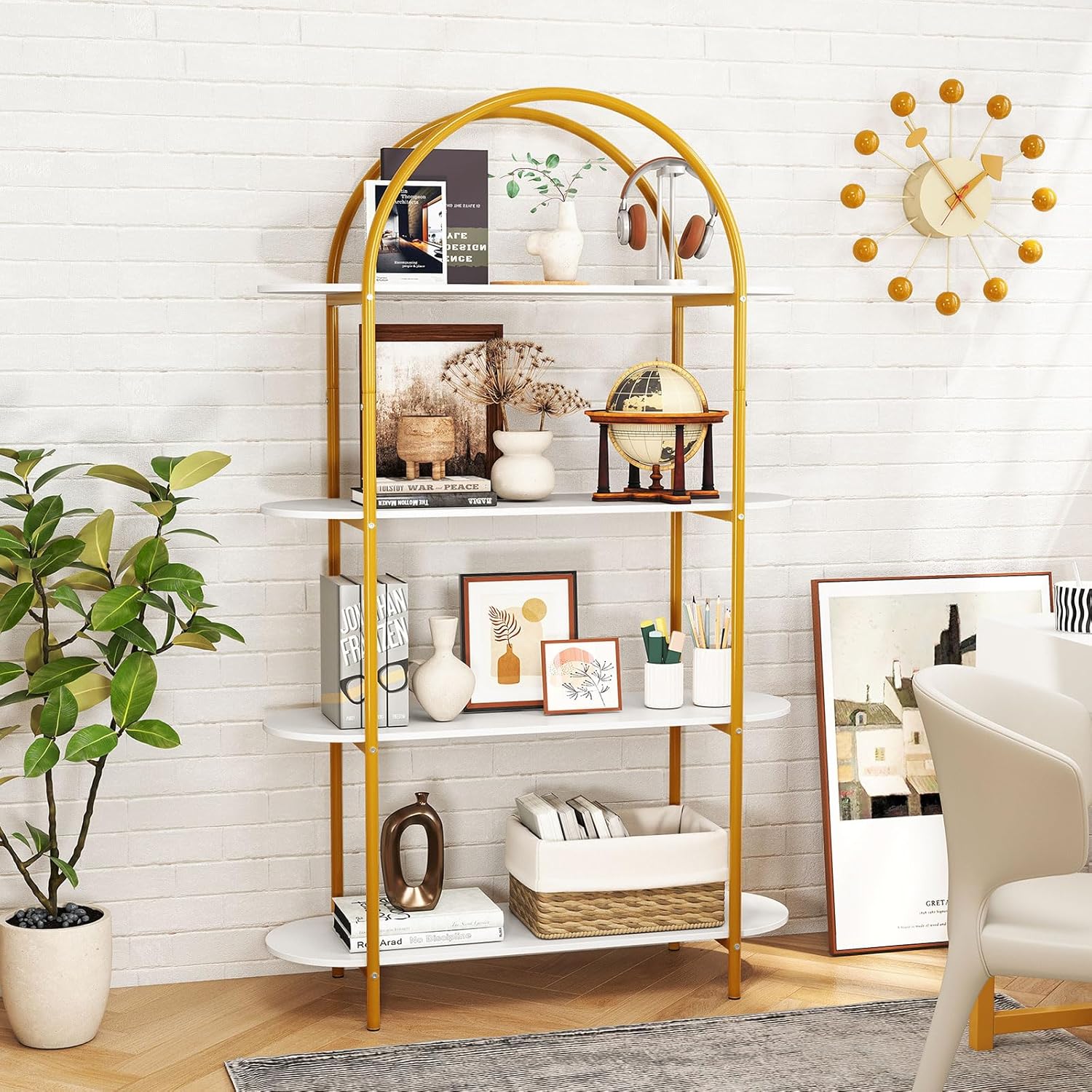 Tangkula 4-Tier Open Bookcase with Sturdy Metal Frame