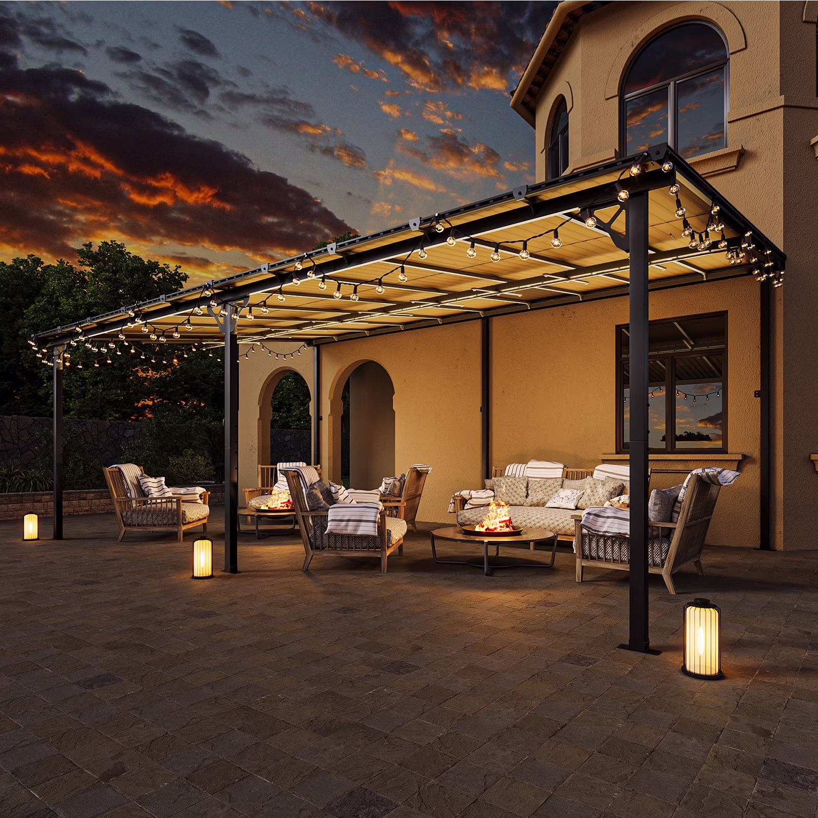 8' x 5' Gazebo for Patio, Gazebo Pergola with Sloped Roof, Grill Gazebo Large Wall-Mounted Heavy Duty Awnings, for Backyard, Deck, Patio(8 x 5) - Image 7