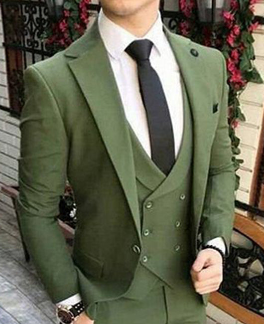 Ensemble 3 pièces : blazer à col à revers uni basique, gilet de blazer et pantalon.