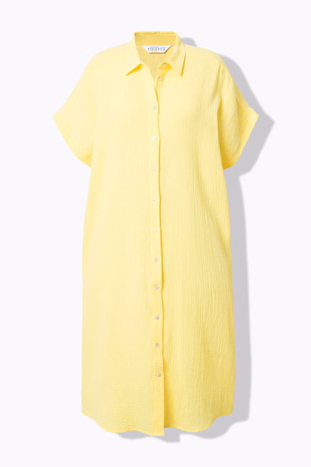 Muslin Cap Sleeve Button Down Shirt Dress