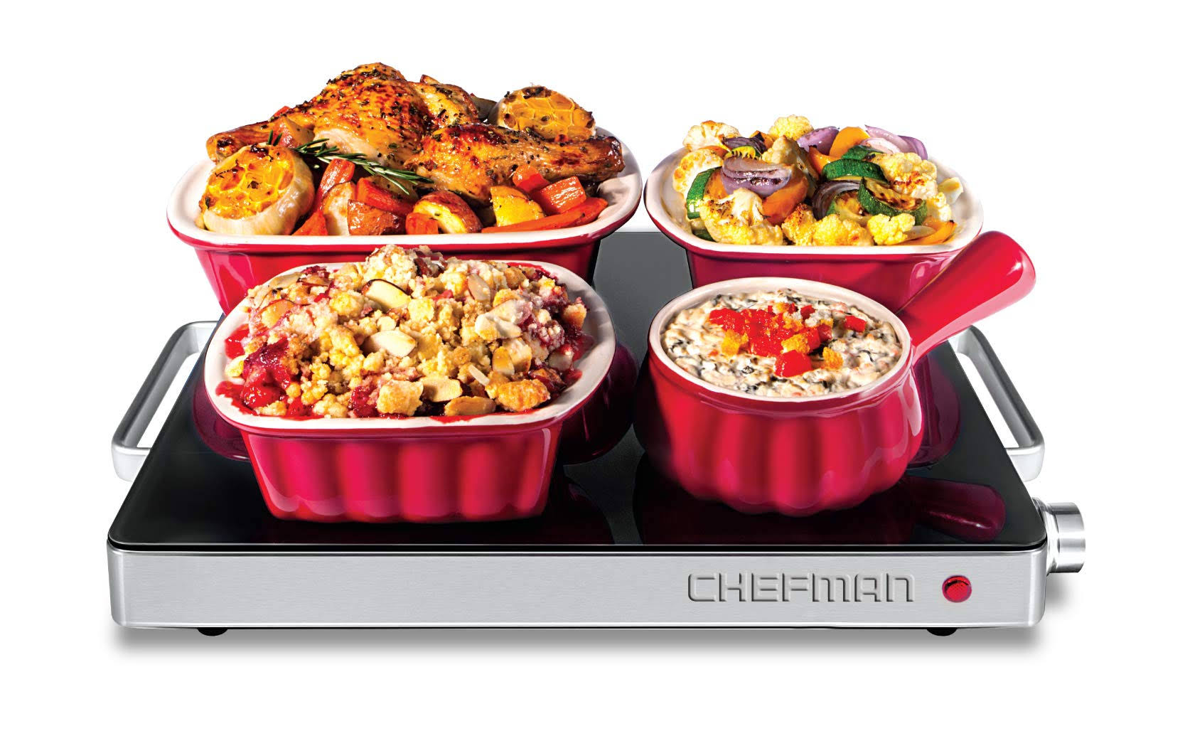 Chefman Compact Glasstop Warming Tray with Adjustable Temperature Control Black