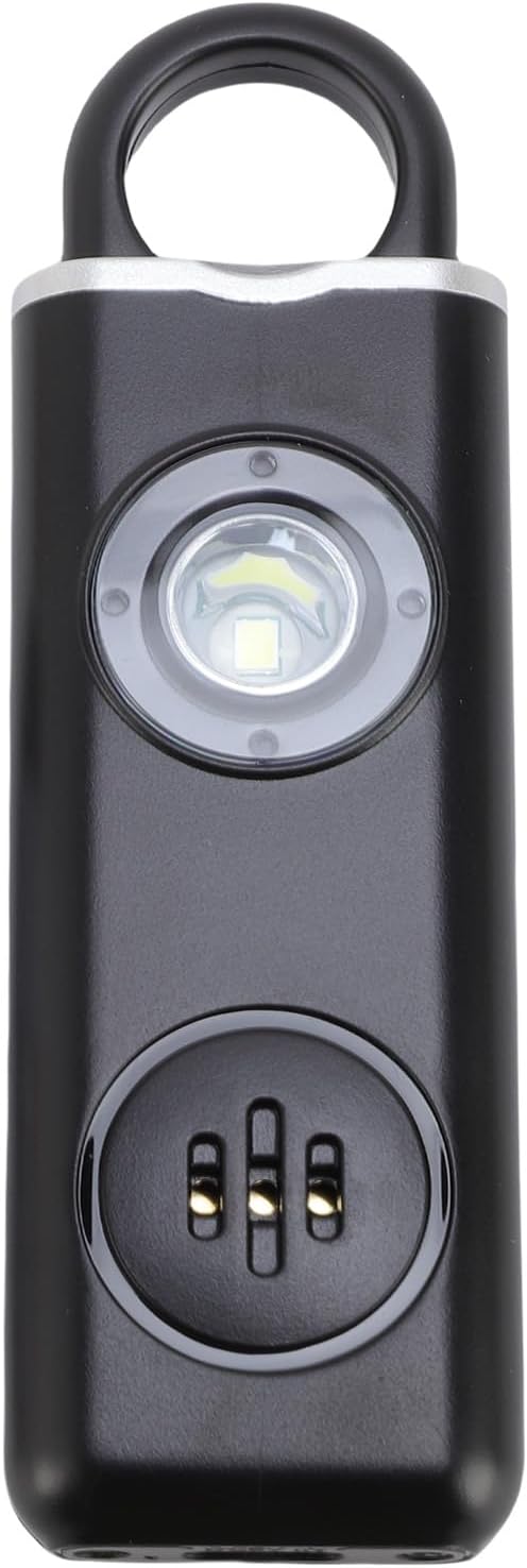 130dB Personal Safety Alarm with LED Light Emergency Security Keychain for Women, Water Proof (Black)