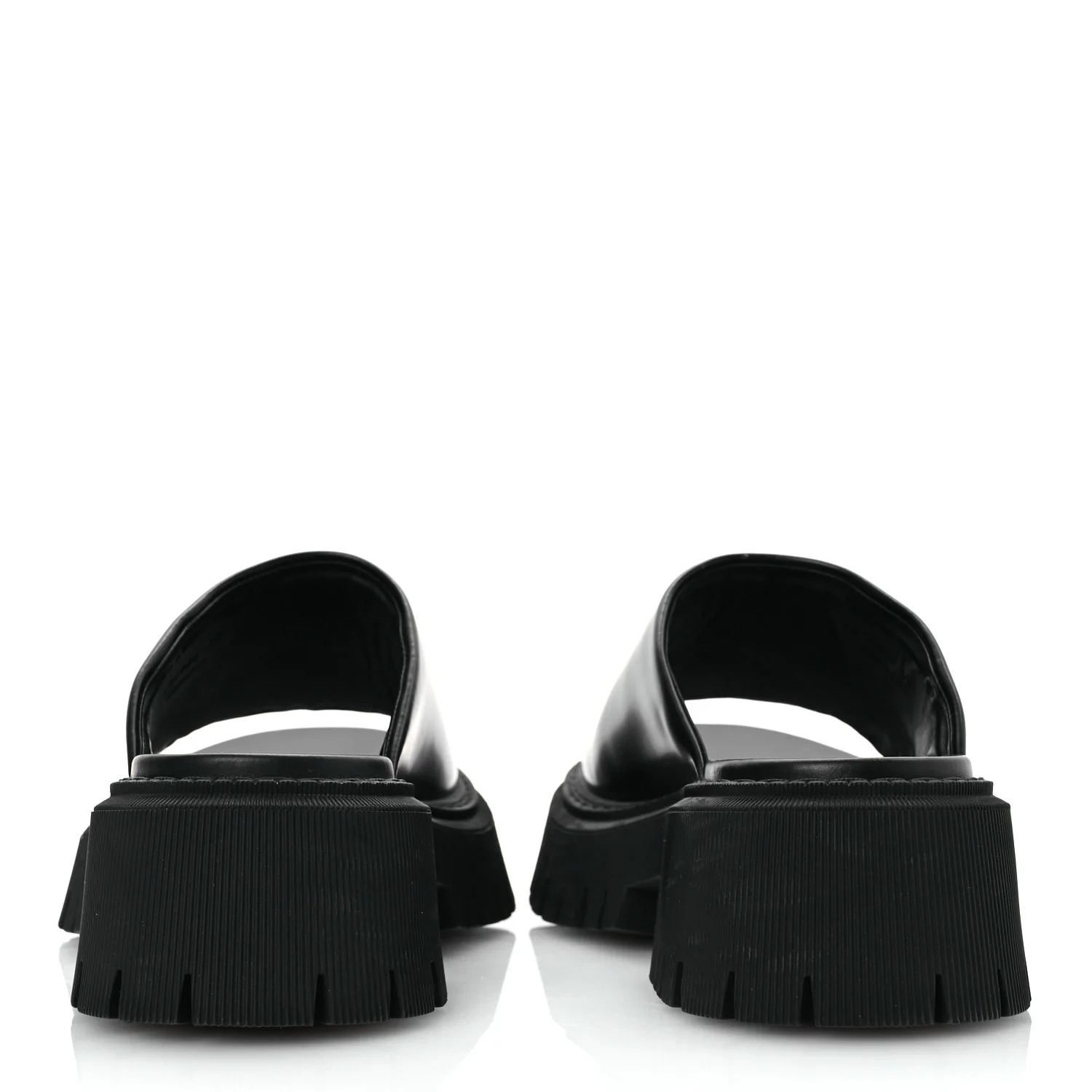 Jive Smooth Calfskin Logo Embossed Womens Tractor Platform 38 Black