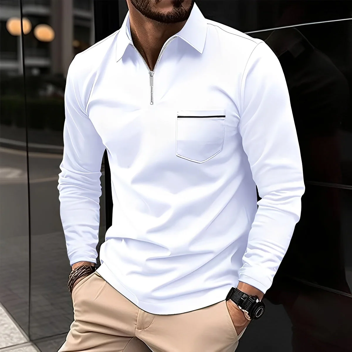 Jackson - Polo à Manches Longues Homme - pour Tenue Décontractée