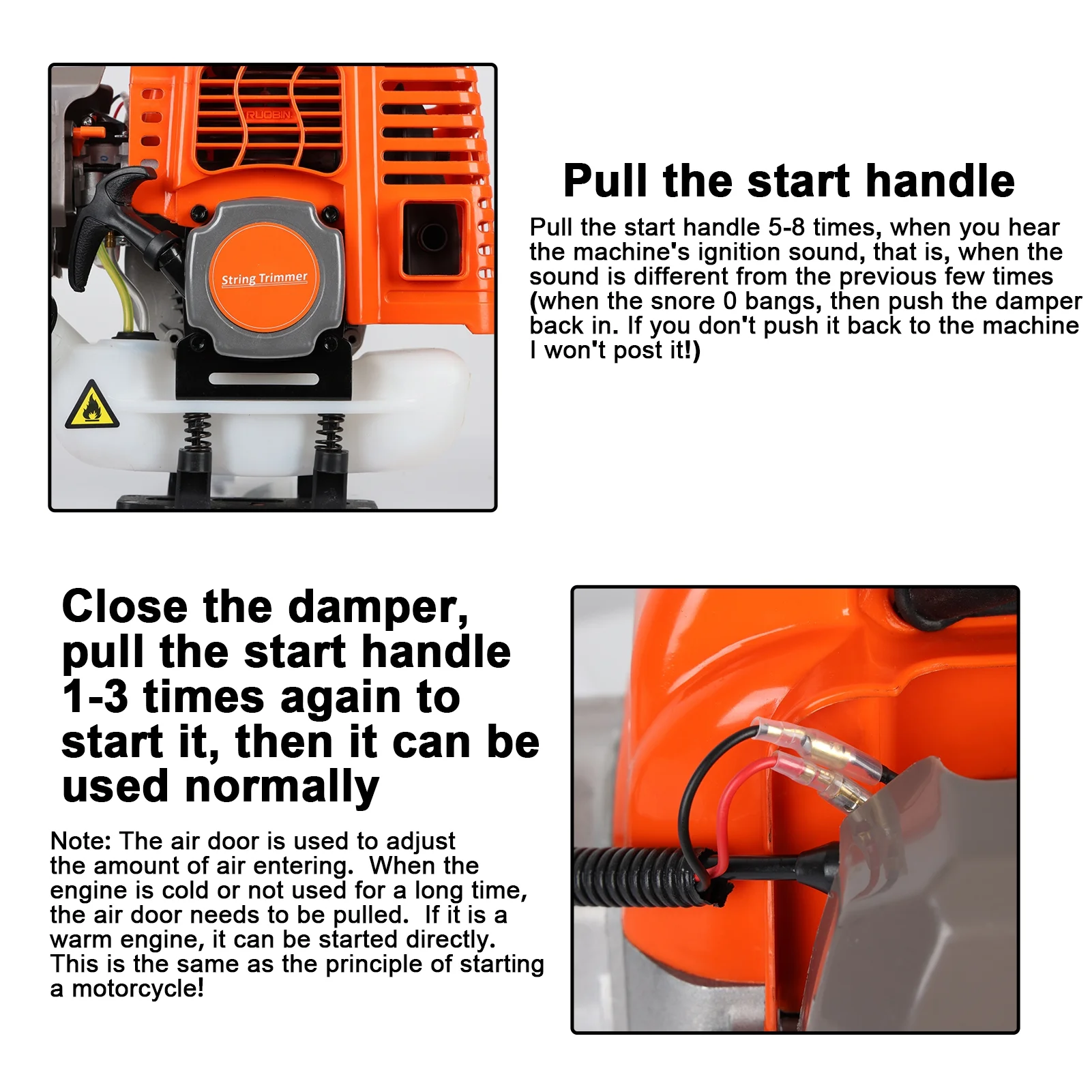 Gas Weed Eater 52cc, Powerful 2-Stroke Engine Weed Wacker with Multi-Function Attachments, 9500rpm Gas Powered Brush Cutter, Orange, for Lawn Garden(Orange 5 in 1) - Image 7