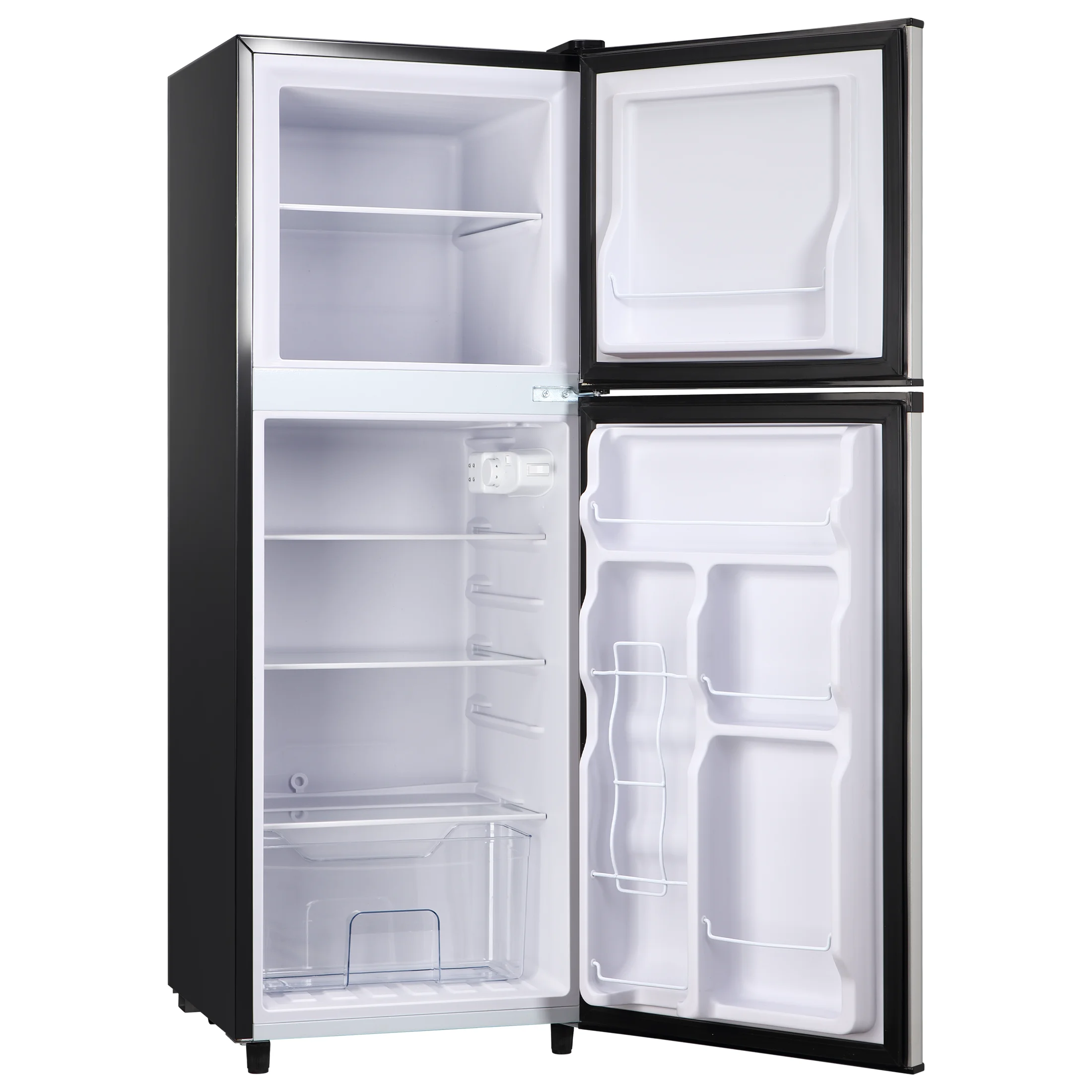 4.5 Cu. ft. Compact Refrigerator 2 Door with Freezer,5 Adjustable Thermostat 4 Removable Glass Shelves(Silver/4.5 Cu.ft) - Image 8