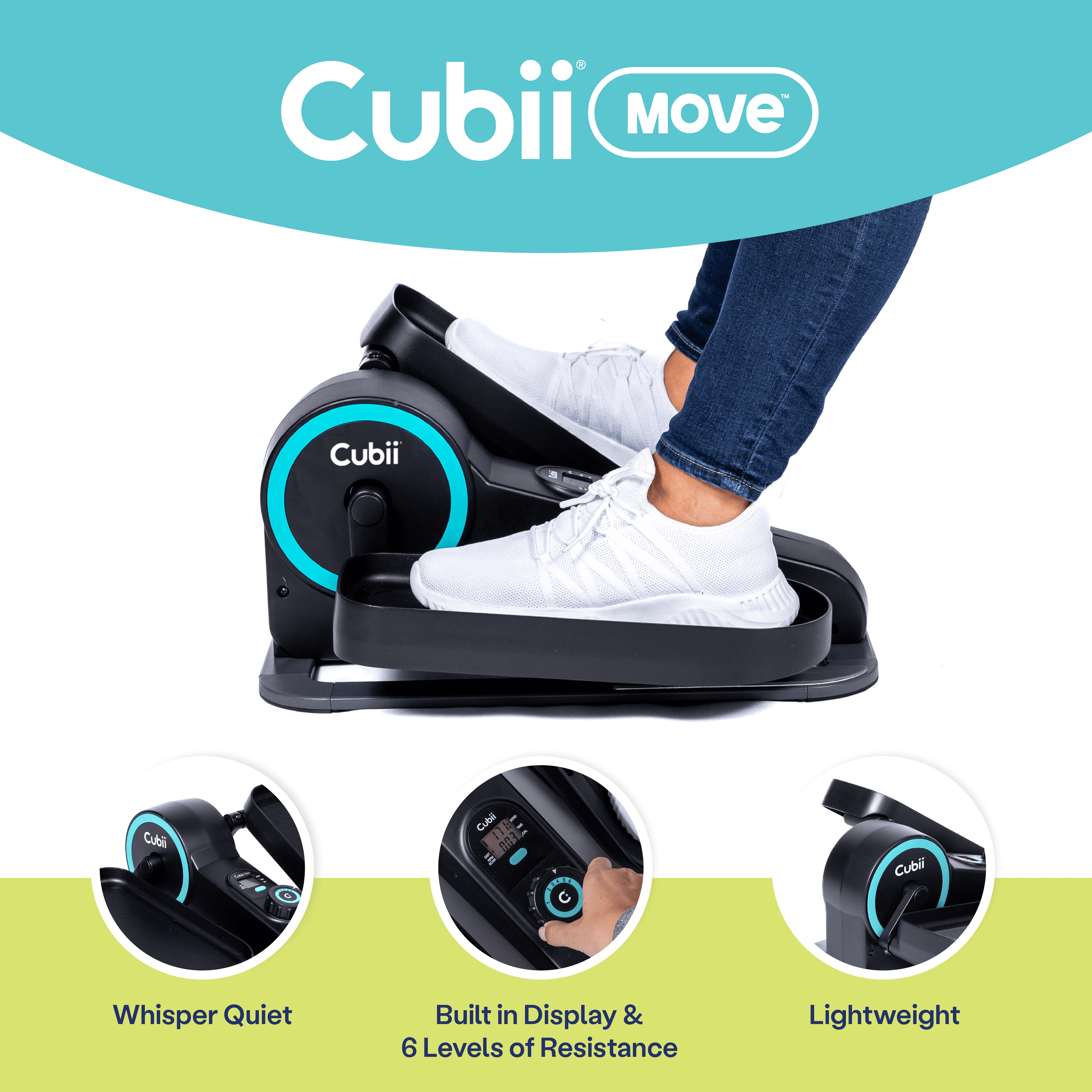 Move Compact Seated Under Desk Elliptical Trainer, 6 Adjustable Magnetic Resistance Levels Image 7