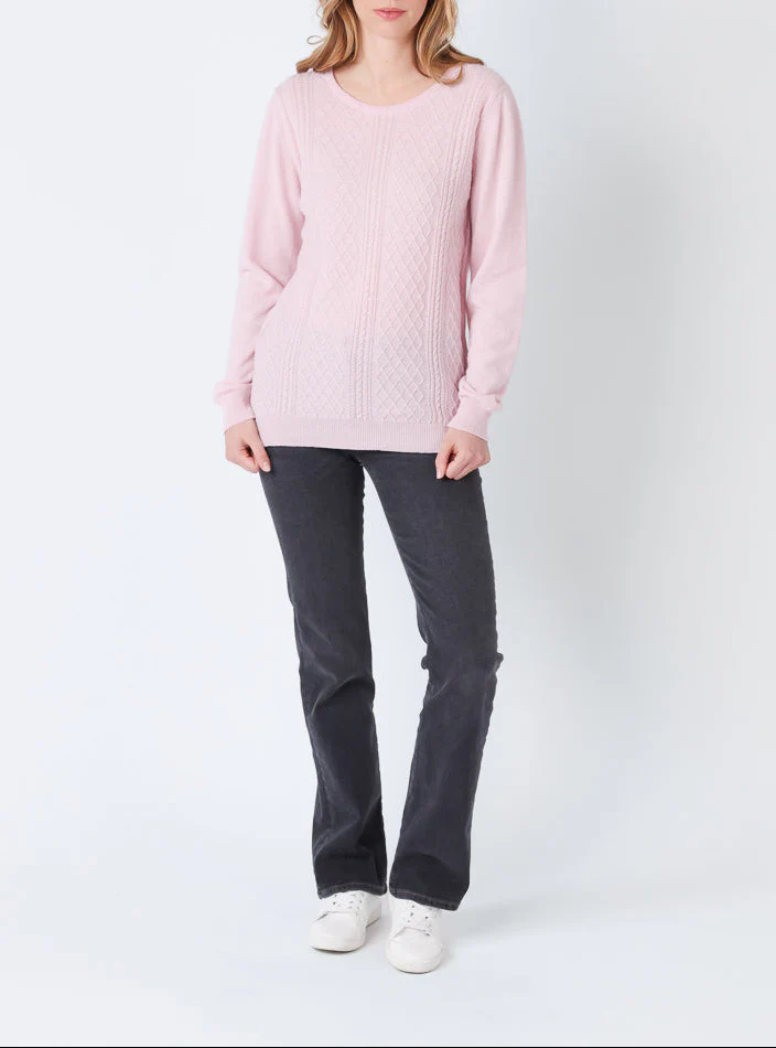 Pull femme cachemire et laine rose pale