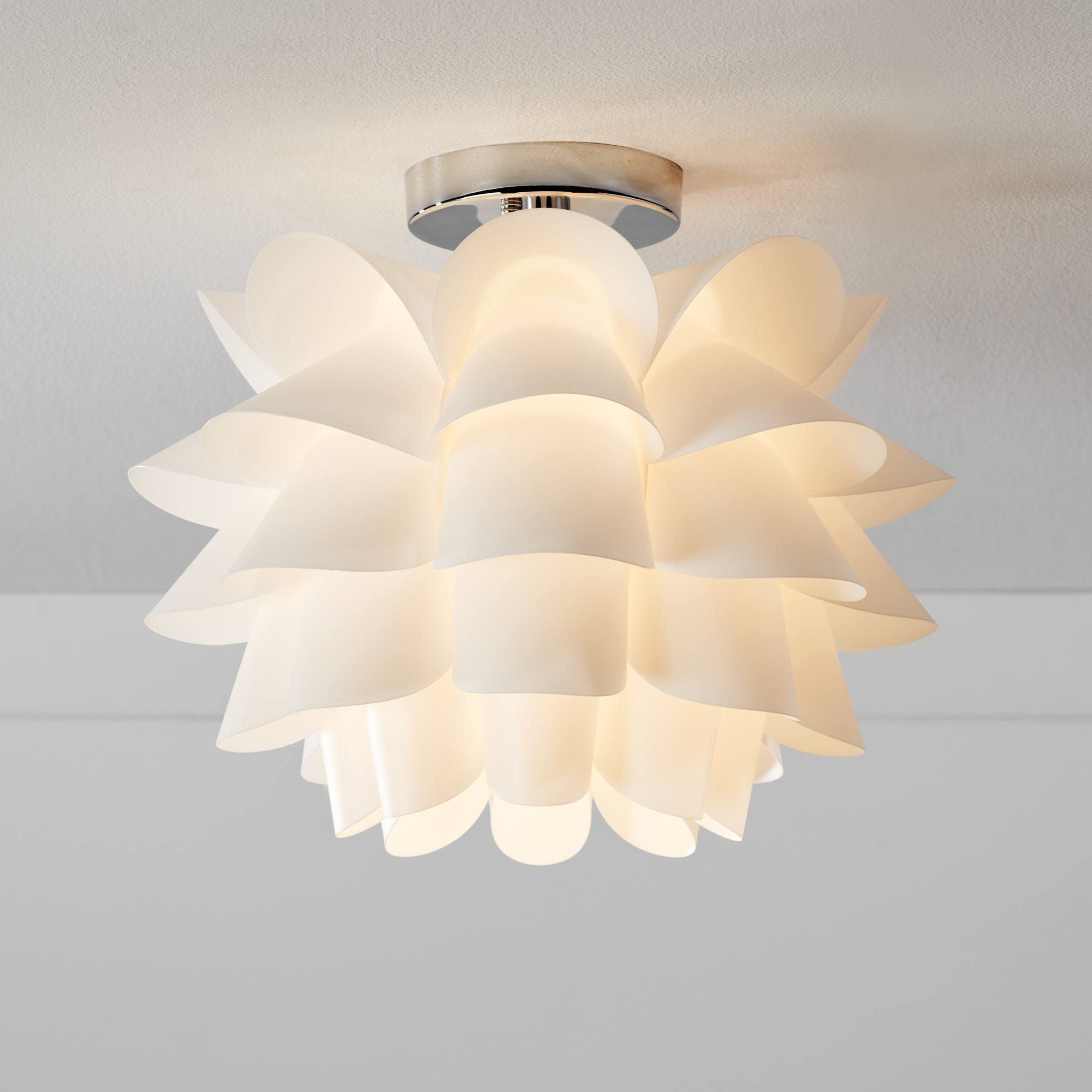 Possini Euro Design Modern Ceiling Light Flush Mount Fixture White Flower 15 3/4
