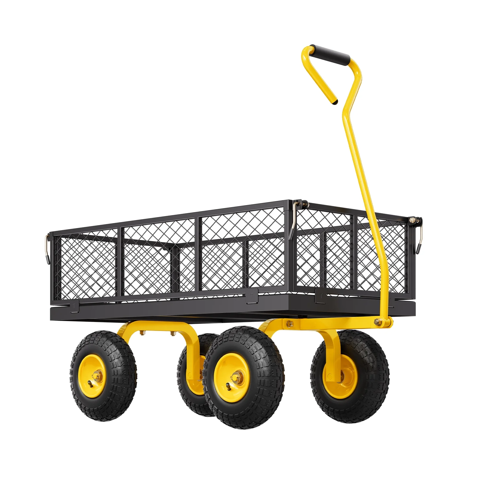 900 Lbs Heavy Duty Steel Garden Cart, Garden Wagon Cart on Wheels, Outdoor Metal Yard Utility Wagon Carts with 10" Tires and Mesh Removable Sides(Convert to Flatbed) and 180��Rotating Handle - Image 9
