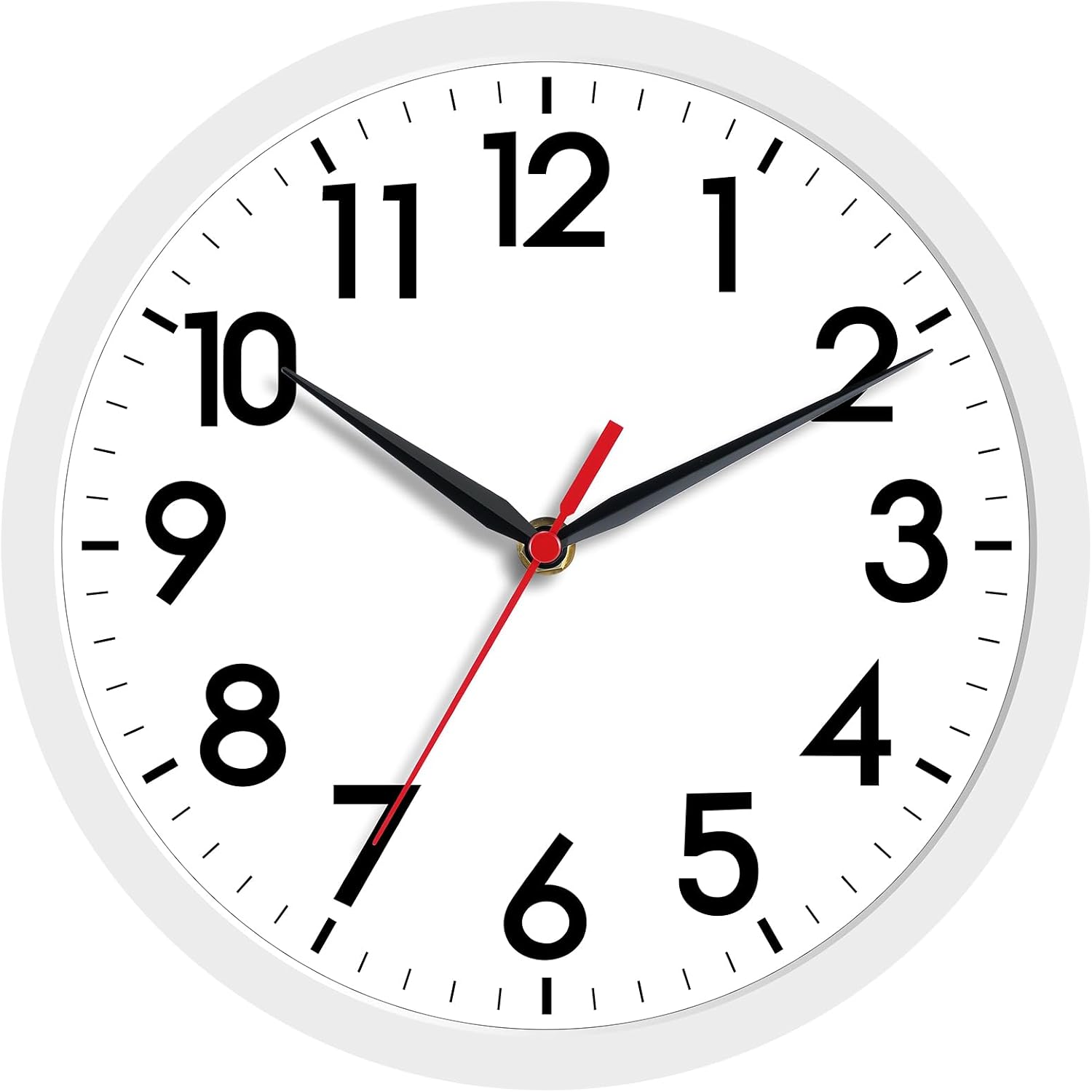 AKCISOT 10 Inch Wall Clock, Silent Battery Operated Analog Clock, Black |   Classroom |   Kitchen |   Office |   Easy to Read Numbers |   Garage