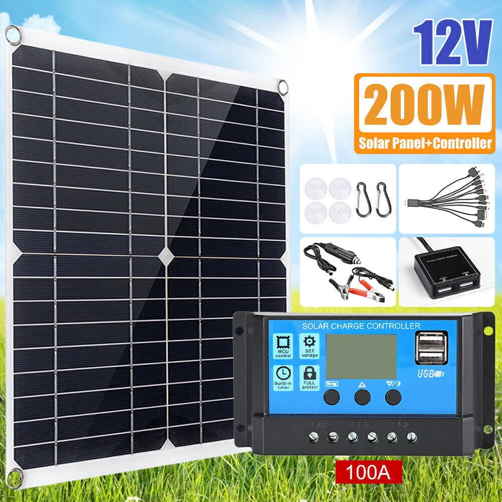 6000W Complete Solar Panel Kit Solar Power Generator 100A Home 110V Grid System Image 3