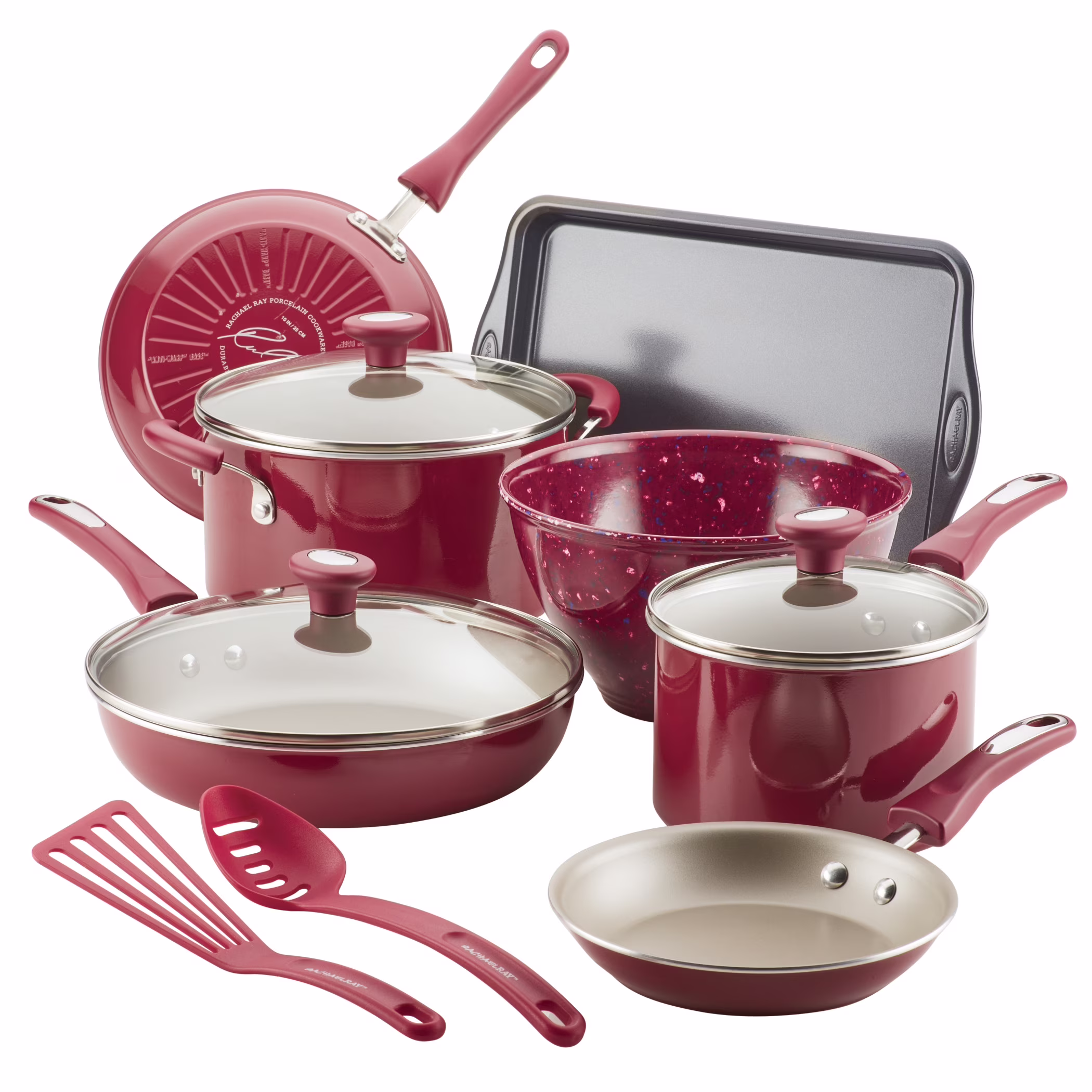 Rachael Ray 12 - Piece Get Cooking Nonstick Pots and Pans Set/Cookware Set, Gray