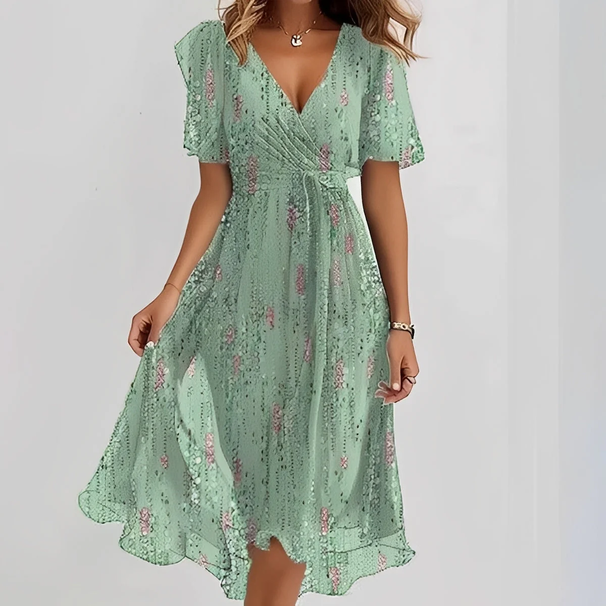 Emelia - Robe en chiffon à fleurs