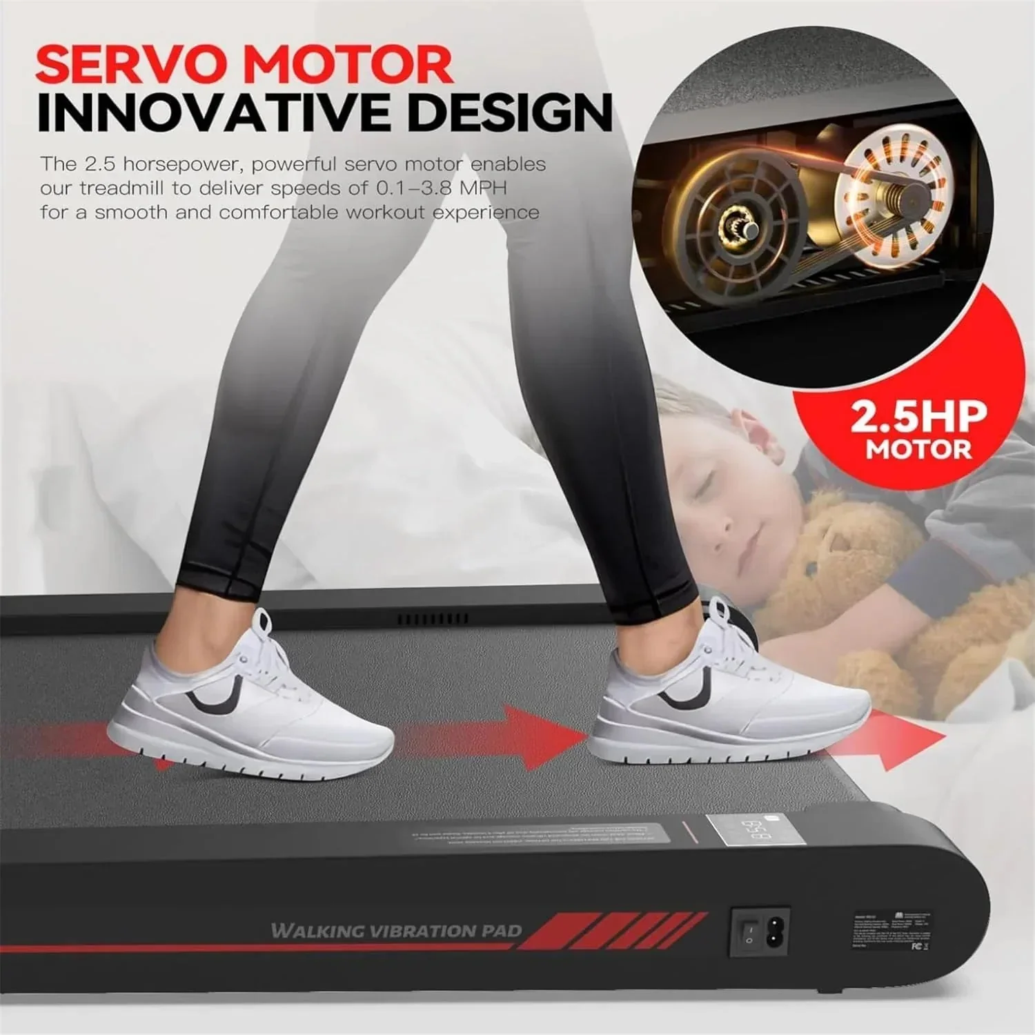 Walking Vibration Pad with APP, 3 in 1 Under Desk Treadmill, 2.5HP Low Noise Walking Treadmill Pad with Remote Control,Portable Treadmills for Home Office