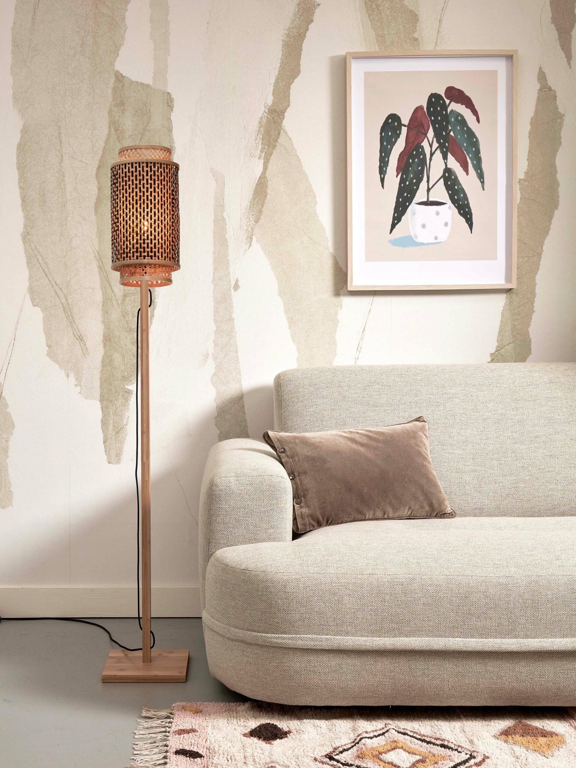 GOOD&MOJO Vloerlamp Bhutan - Bamboe Zwart - 20x20x145cm