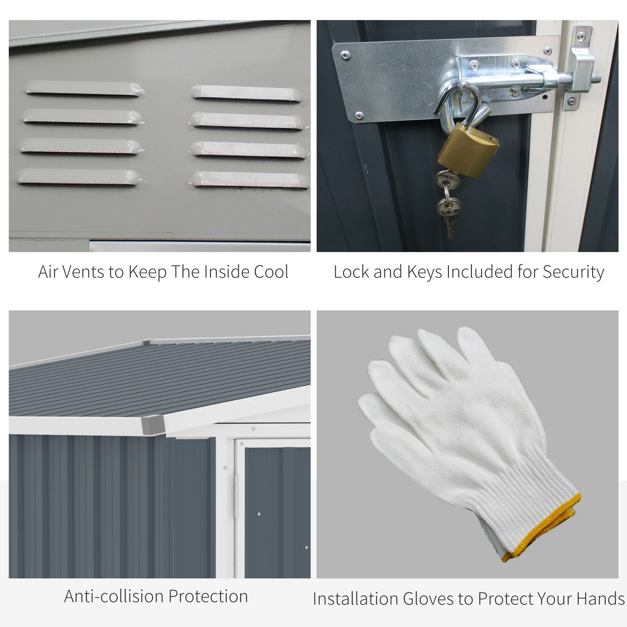 4' x 7.6' Storage Shed, Galvanized, Locking, Gray(4' x 8') - Image 6
