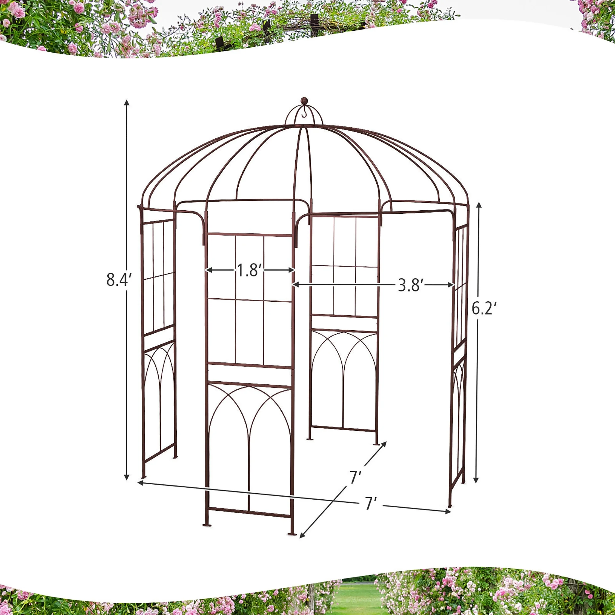 Birdcage Shape Garden Arbor Pergola Climbing Plants Stand Rack for Wedding Party - Image 2