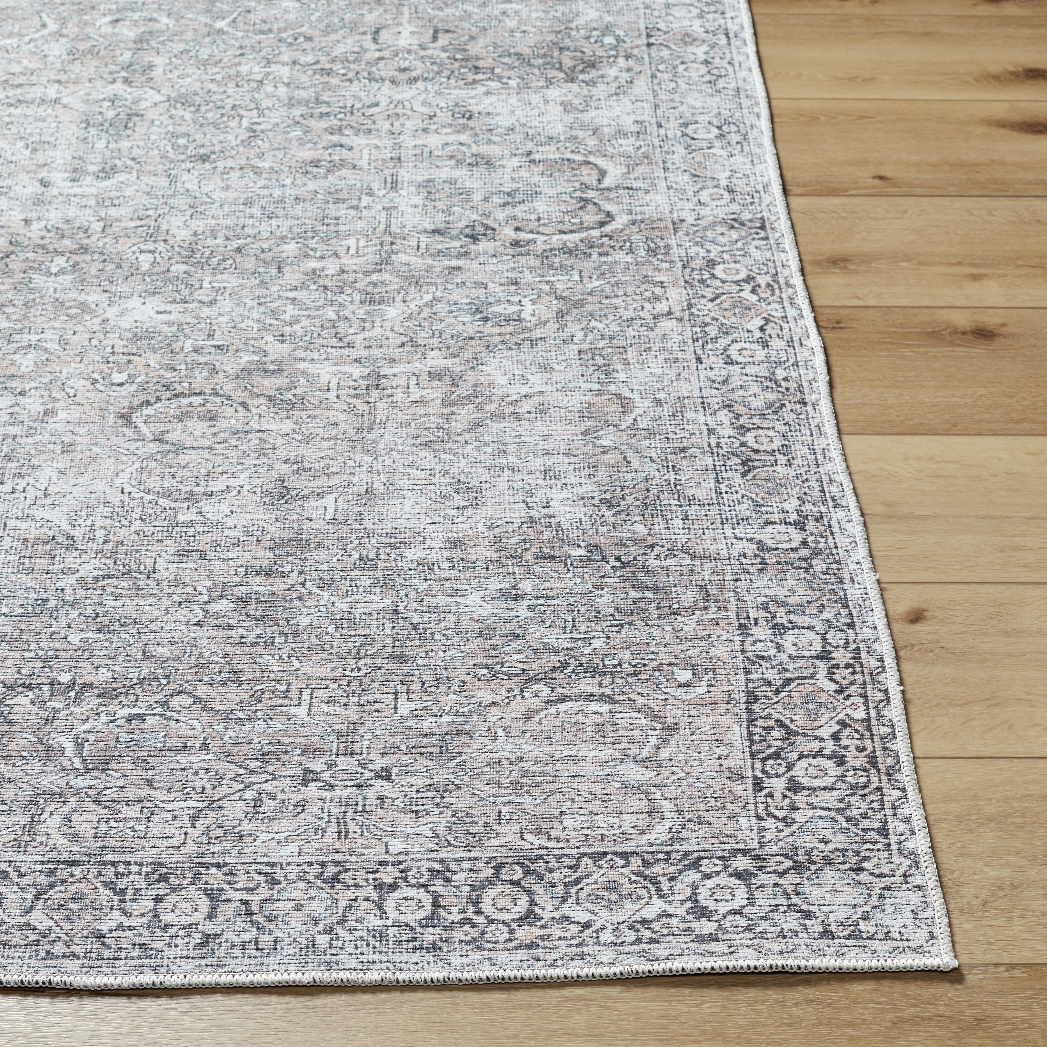 Better Homes & Gardens Persian Blooms Washable Non-Skid Indoor Area Rug, Brown, 5'3 x 7'
