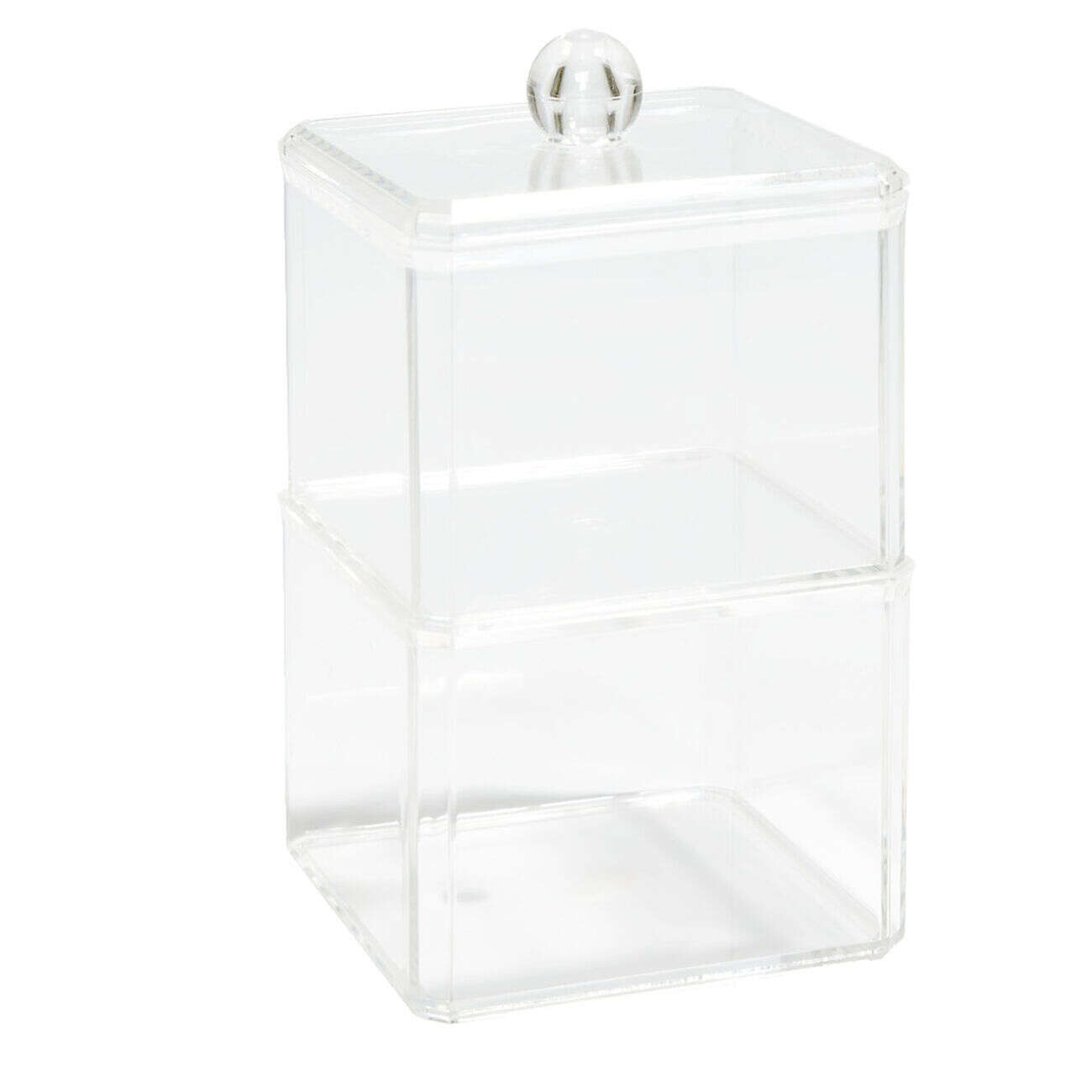 Boîte de rangement salle de bain 2 compartiments 9,3x9,3xH15,5cm