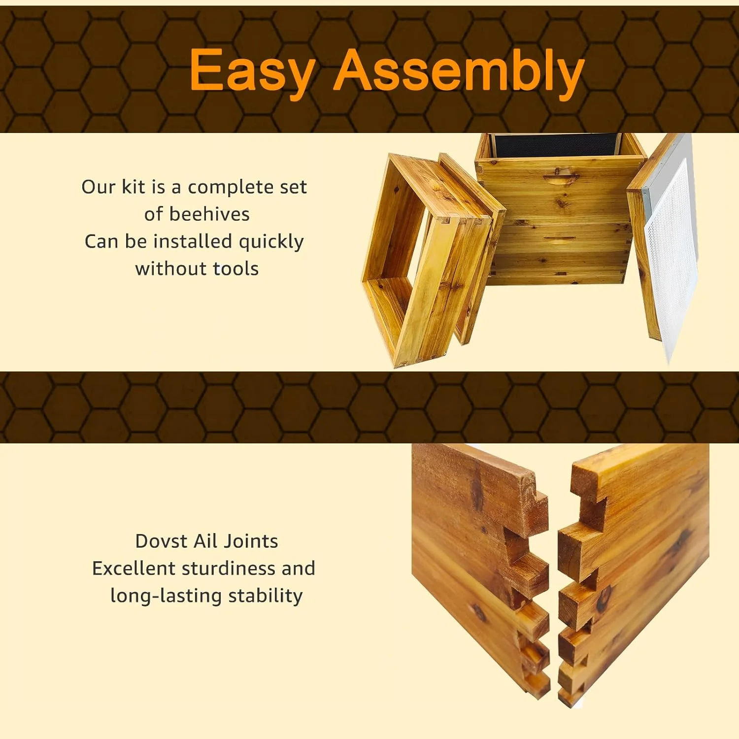 5-Layer Bee Hive for Beekeeping 2 Deep 3 Medium Boxes with Beeswax Coating, Ventilated Metal Roof (Frames Sold Separately)(5-Layer) - Image 5