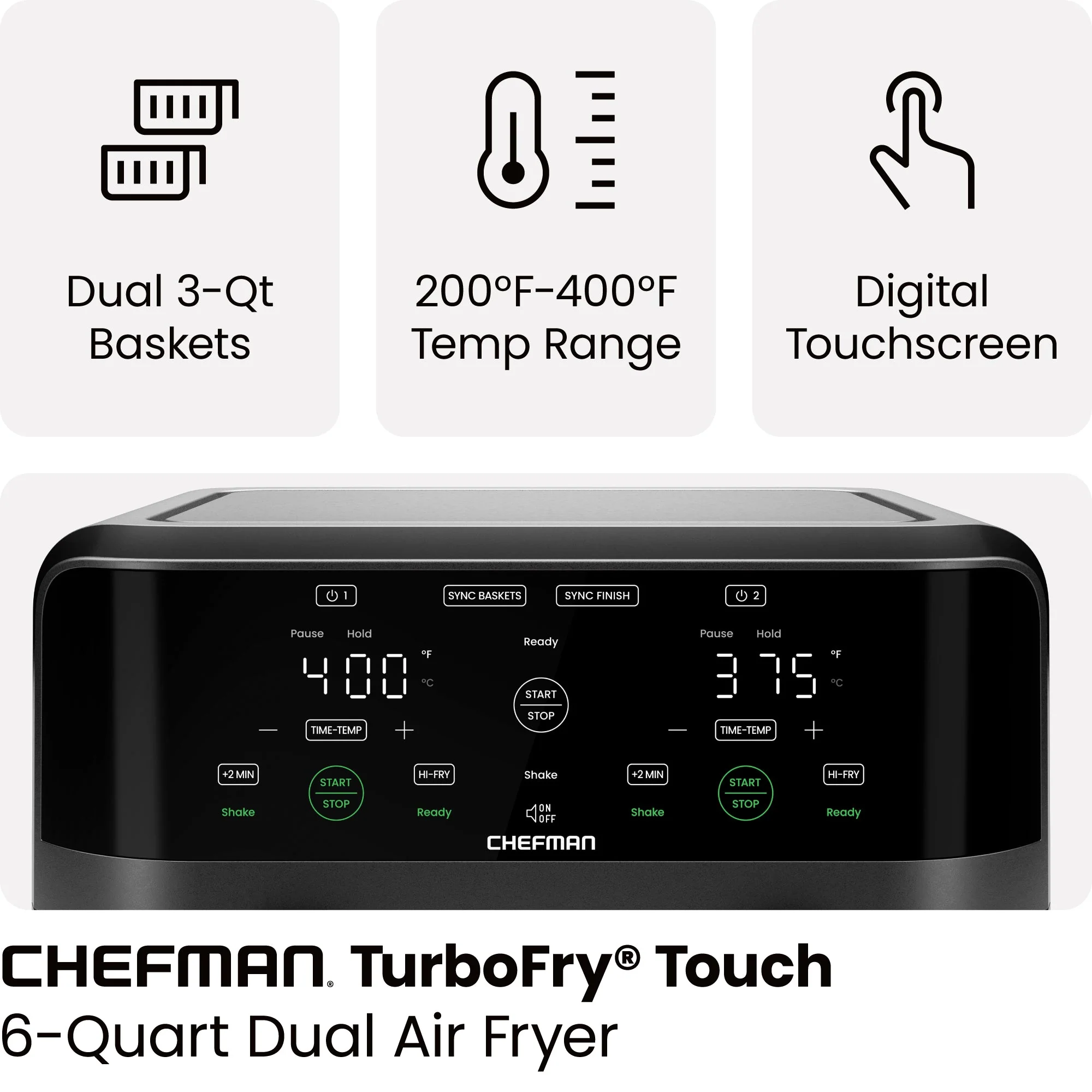 TurboFry Touch 6 Qt. Dual-Basket Air Fryer