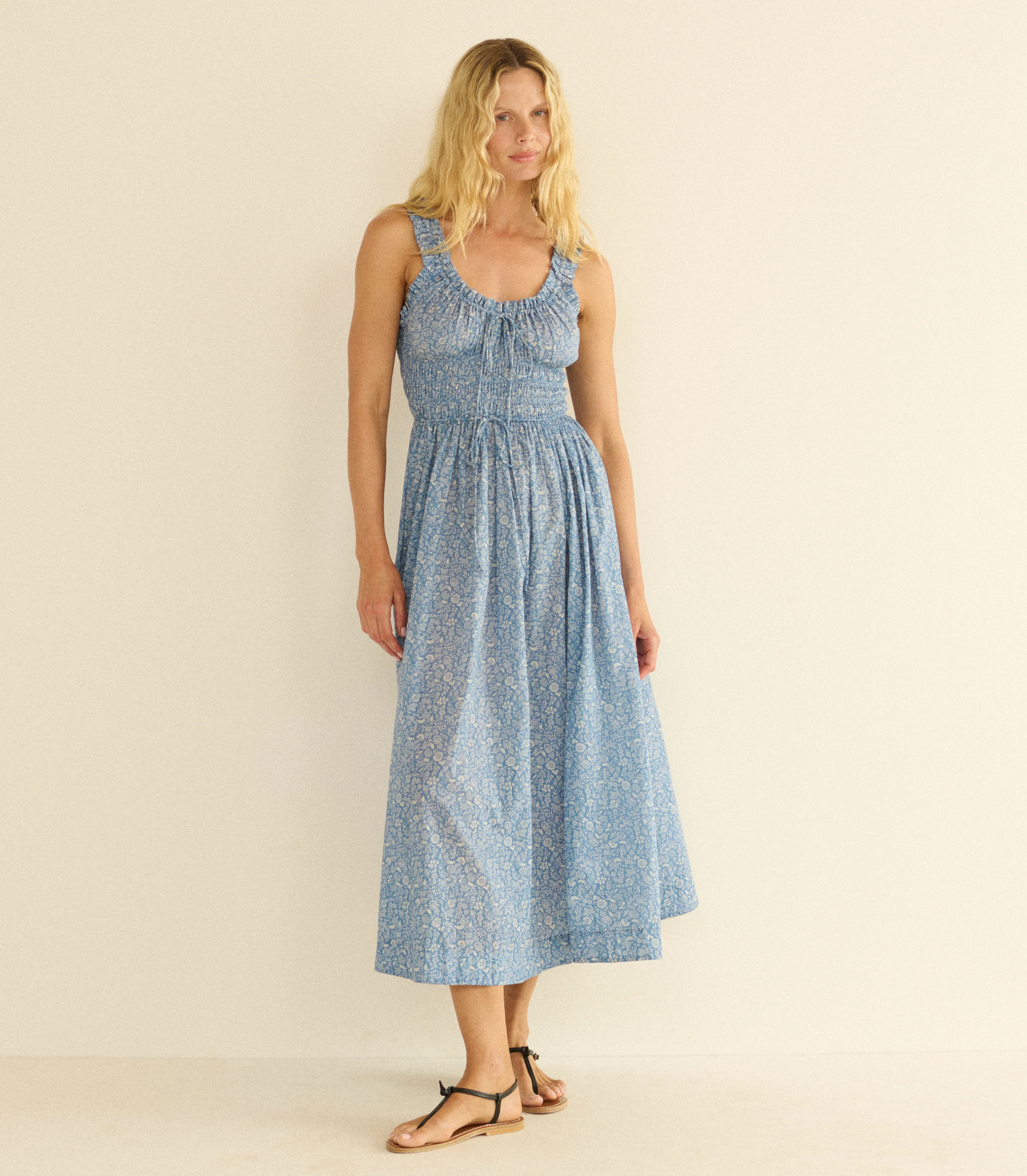EMMARETTA DRESS -- BLUE GARDEN BLOOM