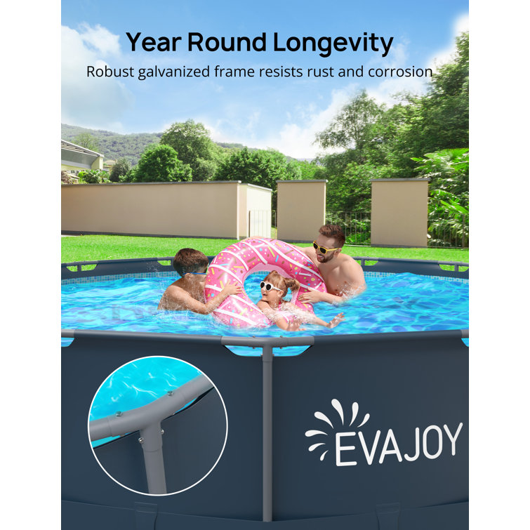 Ensemble de piscine hors sol ronde EVAJOY avec structure métallique de 4,88 m x 1,22 m
