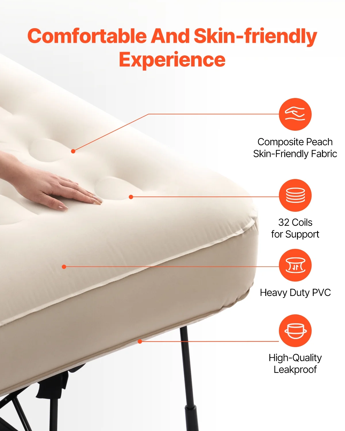 Air Mattress with Frame, Inflatable 1 Person Camping Cot with Built-in Pump, Portable Folding Air Beds Supports 300 lbs, Blow Up Anywhere Bed for Guests Camping Travel Indoor Outdoor Use - Image 3