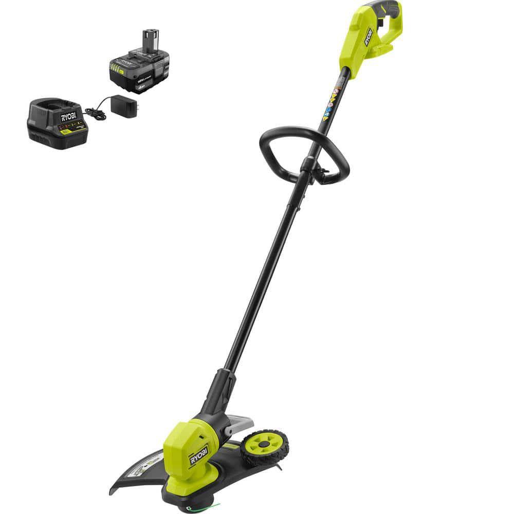 Ryobi P20180-AC One+ 18V 13 in. Cordless Battery String Trimmer/ Edger with Extra 3-Pack of Spools, 4.0 Ah Battery and Charger