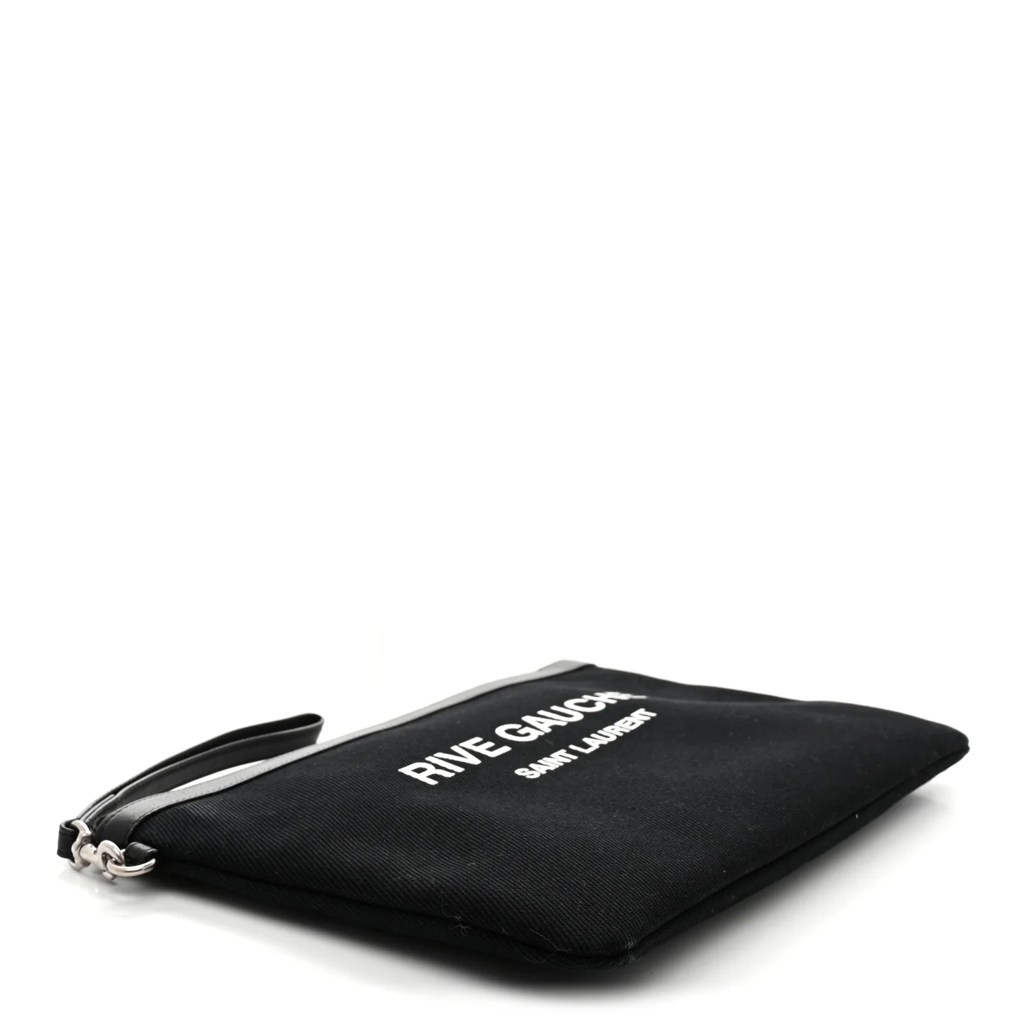 Linen Canvas Rive Gouche Zipped Pouch Black