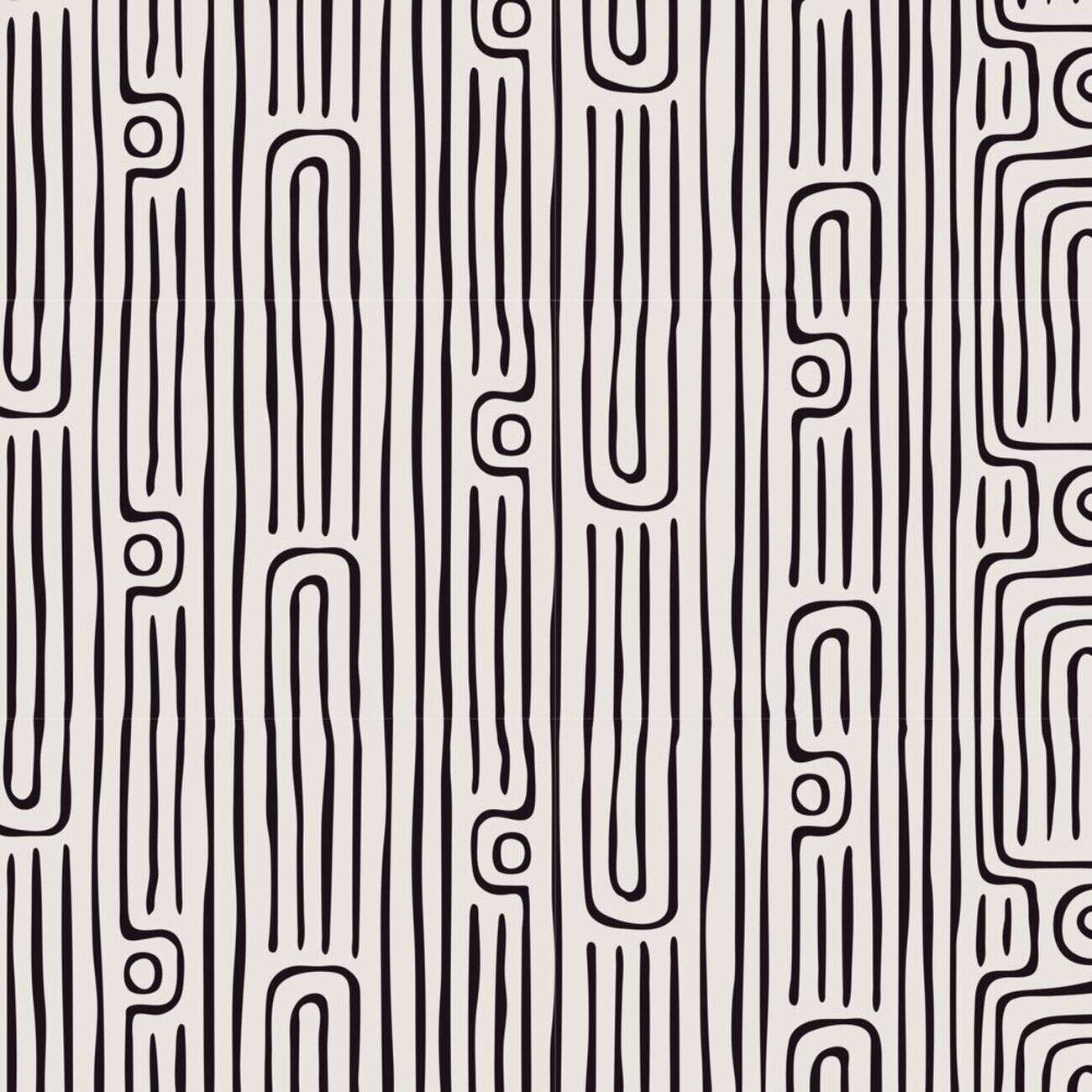 Nappe rectangulaire tissu Dakar motif graphique noir et blanc 140x250cm