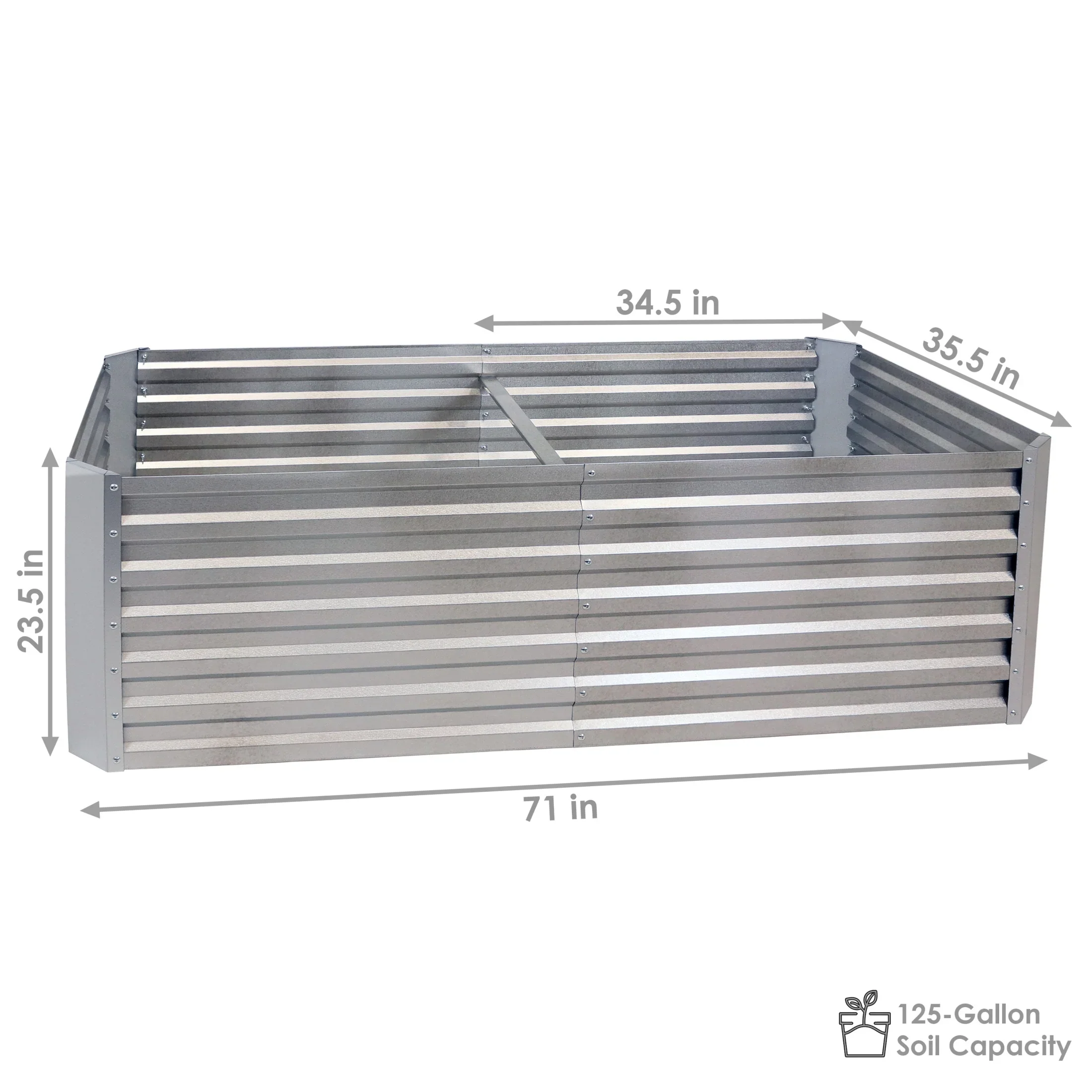 Sunnydaze 71 x 35.5 x 23.5 Rectangular Silver Galvalume Steel Raised Garden Bed