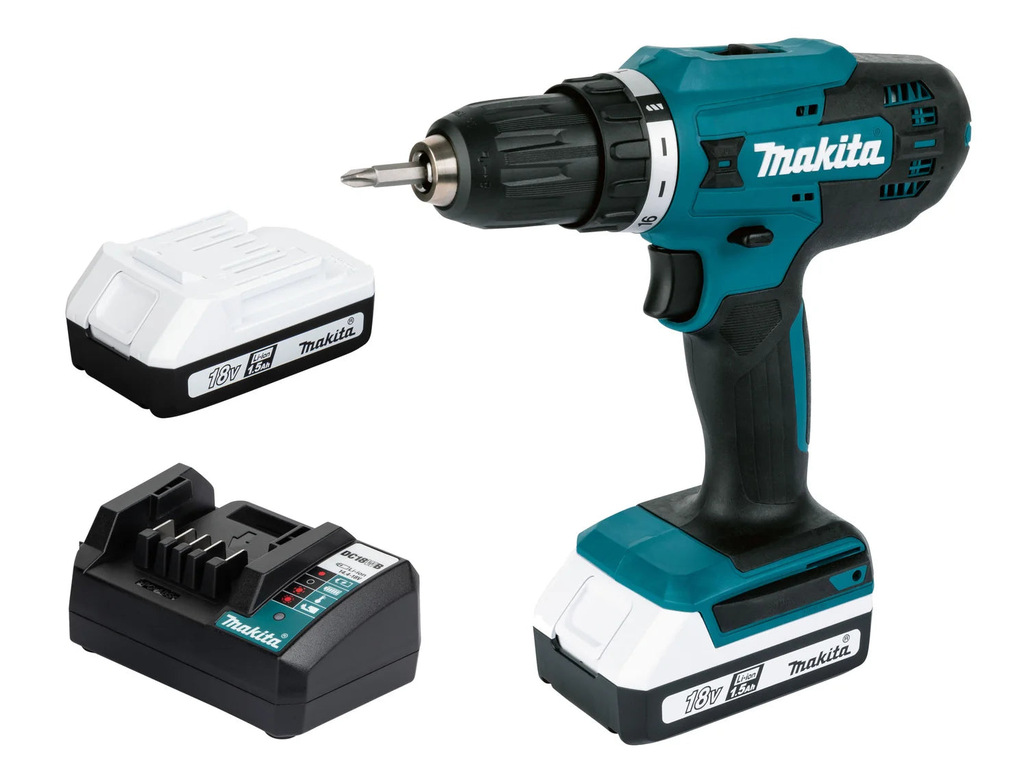 Perceuse-visseuse sans fil Makita 18 V DF488D, avec 2 batteries et chargeur