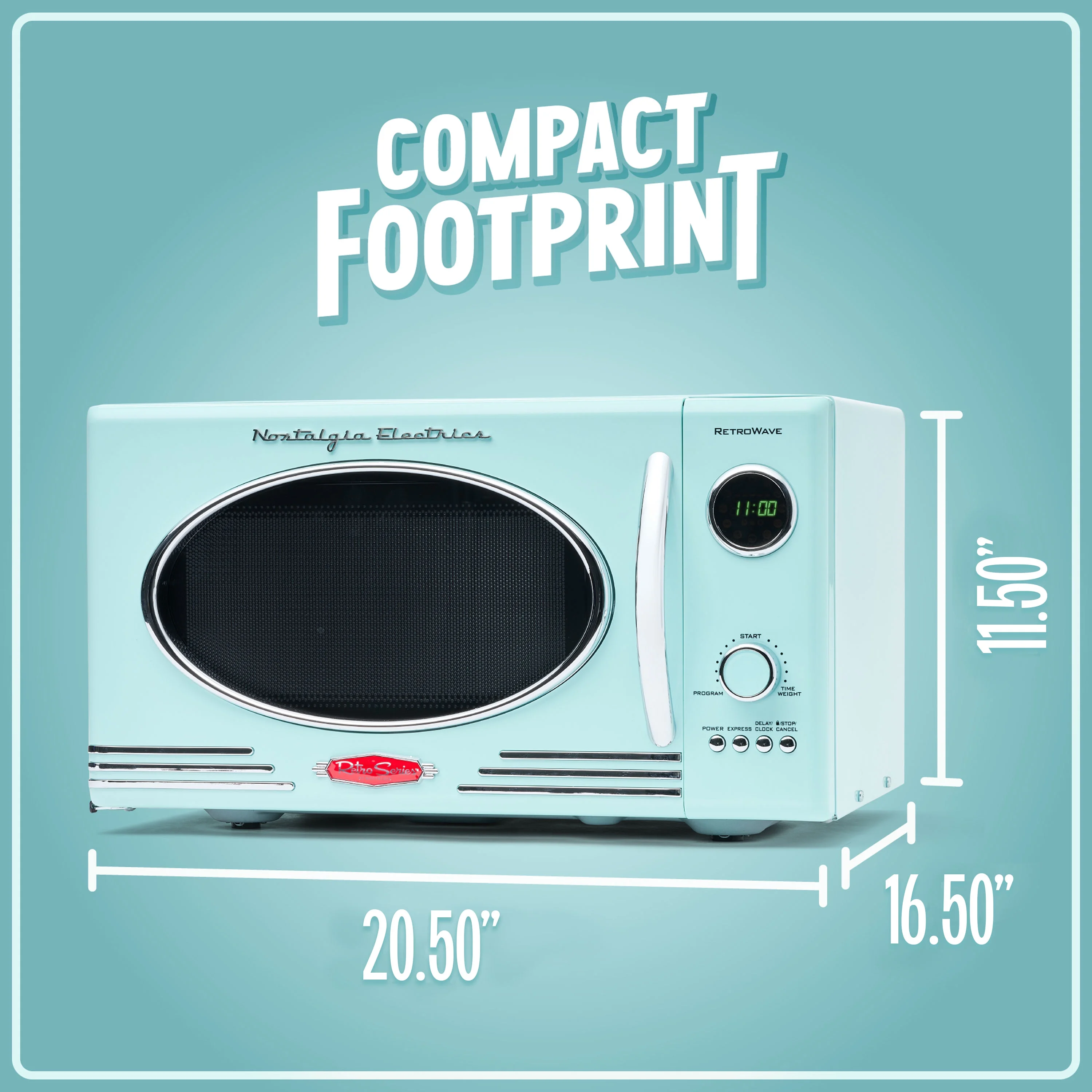 Retro 0.9 Cu. ft. 800-Watt Countertop Microwave Oven, Aqua(Aqua) - Image 9