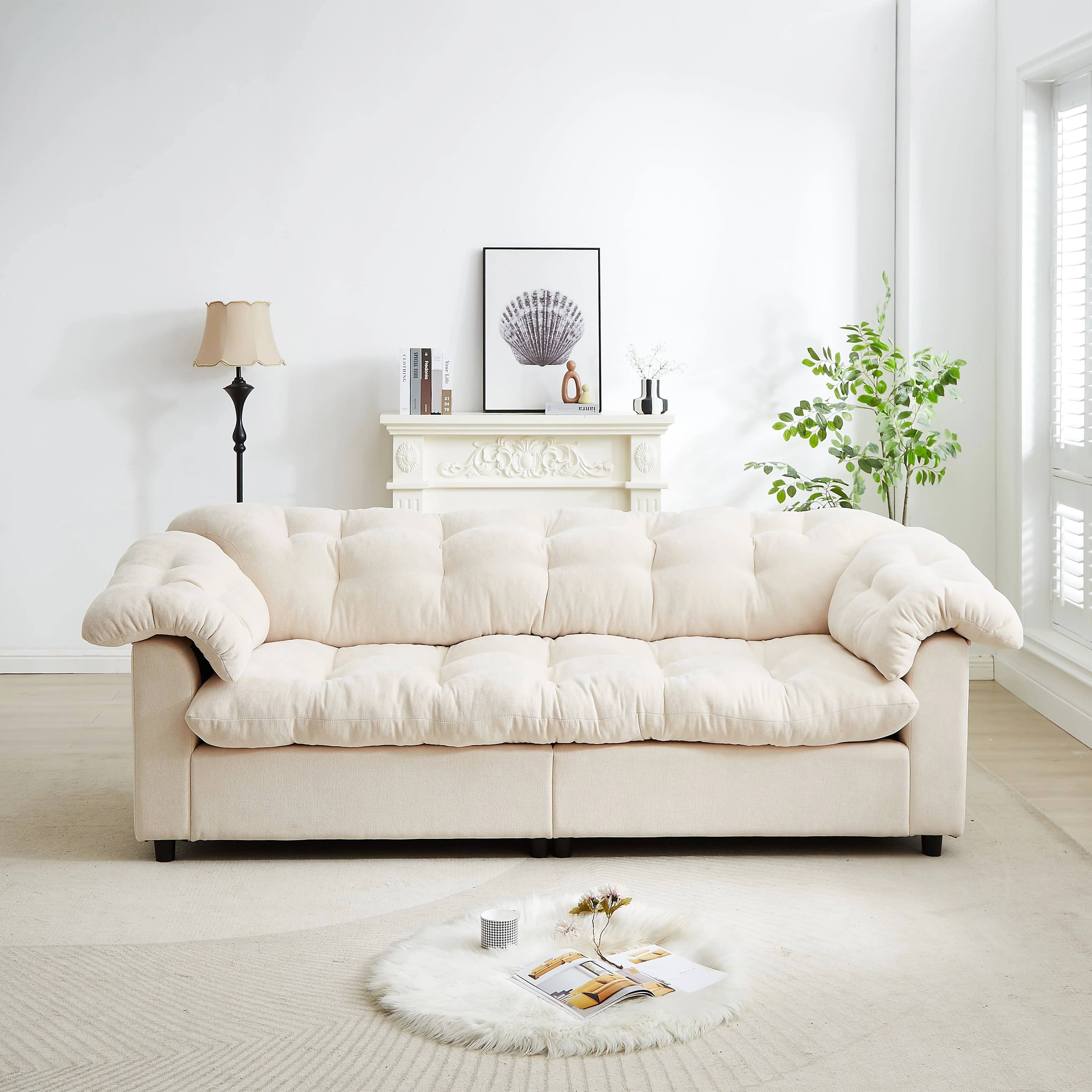 55'L Chenille Sponge single sofa,No Assembly Required,Fluffy Modern Sleeper Chair for Living room, Bedroom, Lounge and Projection Room(Not a swivel chair.)(Grey) - Image 8