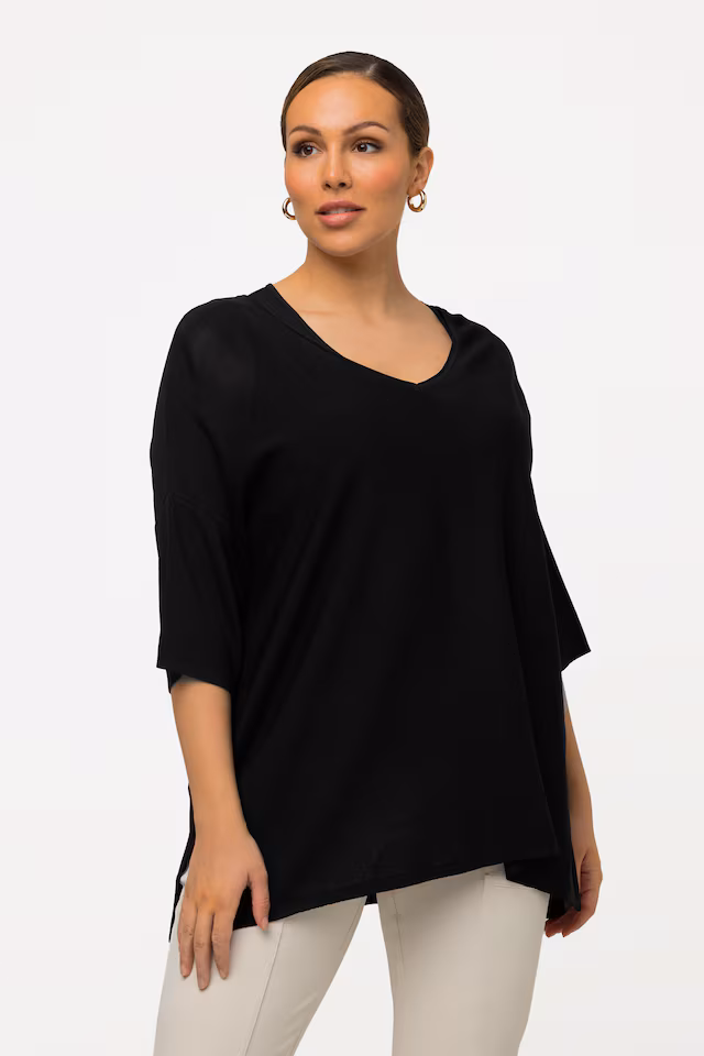 Oversized 3/4 Sleeve V-Neck Sweater