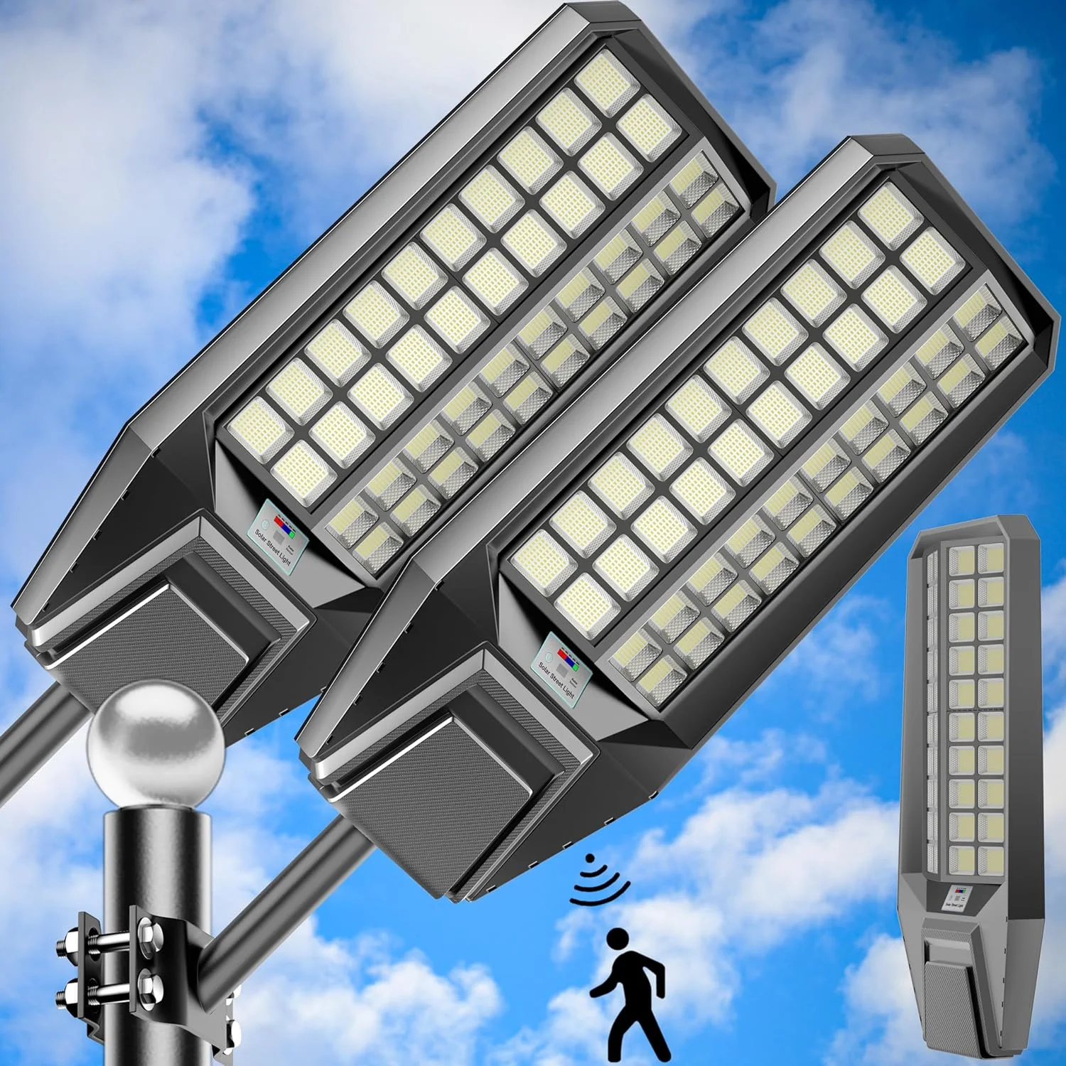 3200W Solar Street Lights Outdoor 240000 Lumens Solar Flood Lights with Remote Control & Motion Sensor, Waterproof IP66 Dusk to Dawn Solar Lights for Garden,Yard, Path, Parking Lot 2-Pack