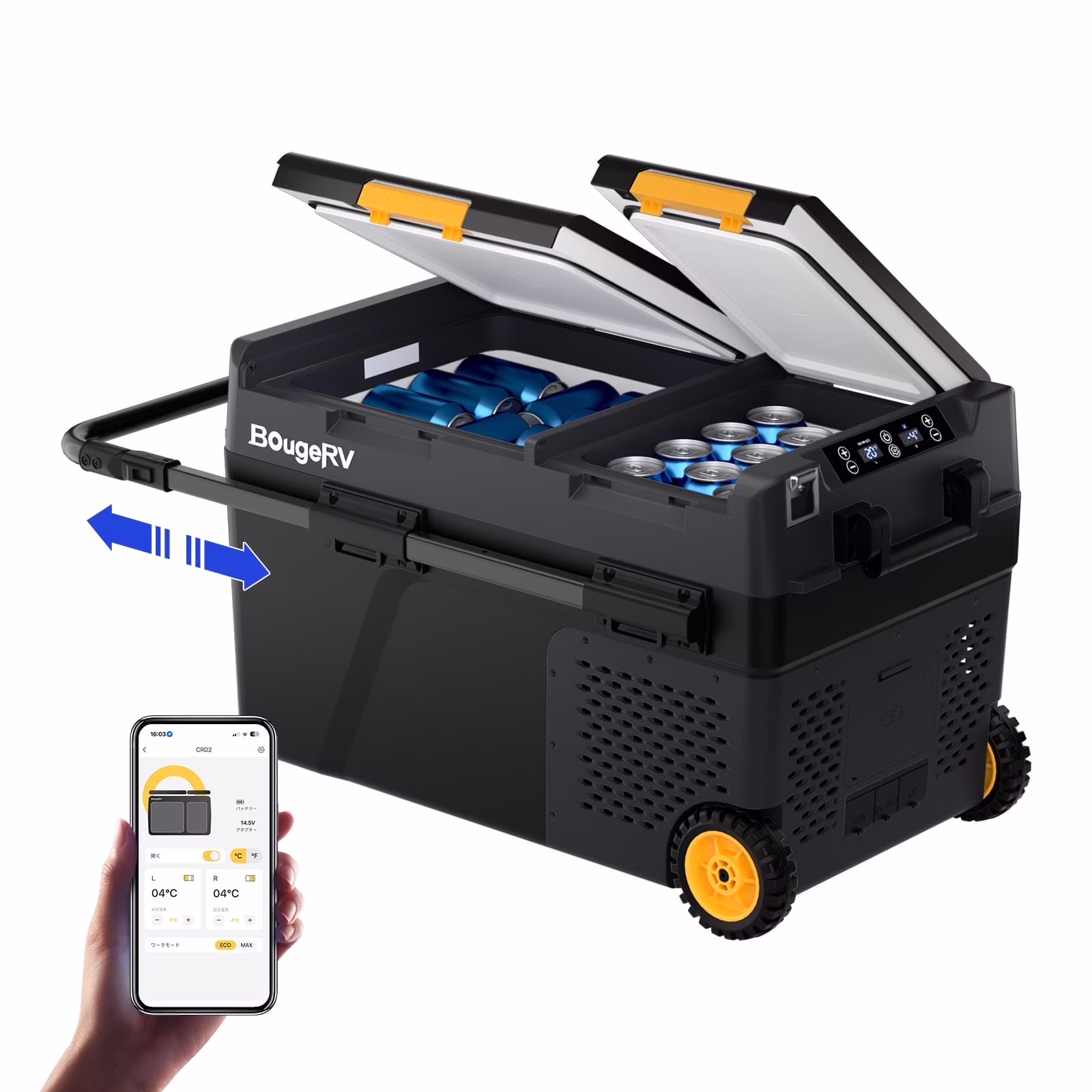 Car Refrigerator 61QT Dual Zone, 12 Volt Portable Freezer Fridge with Wheels, APP Control Compressor Refrigerator 12V/24V DC for RV Truck Vehicle Boat Outdoor Travel Camping Trip Use(61 Quart) - Image 3