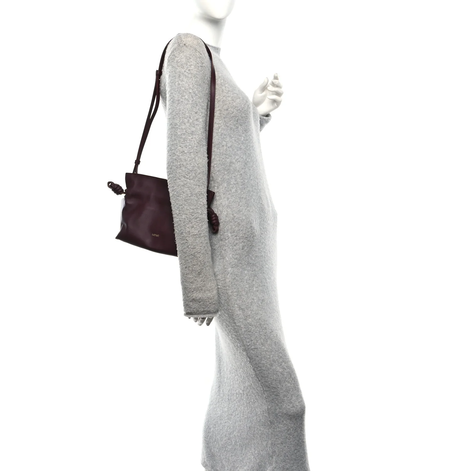 Calfskin Mini Flamenco Knot Clutch Dark Burgundy